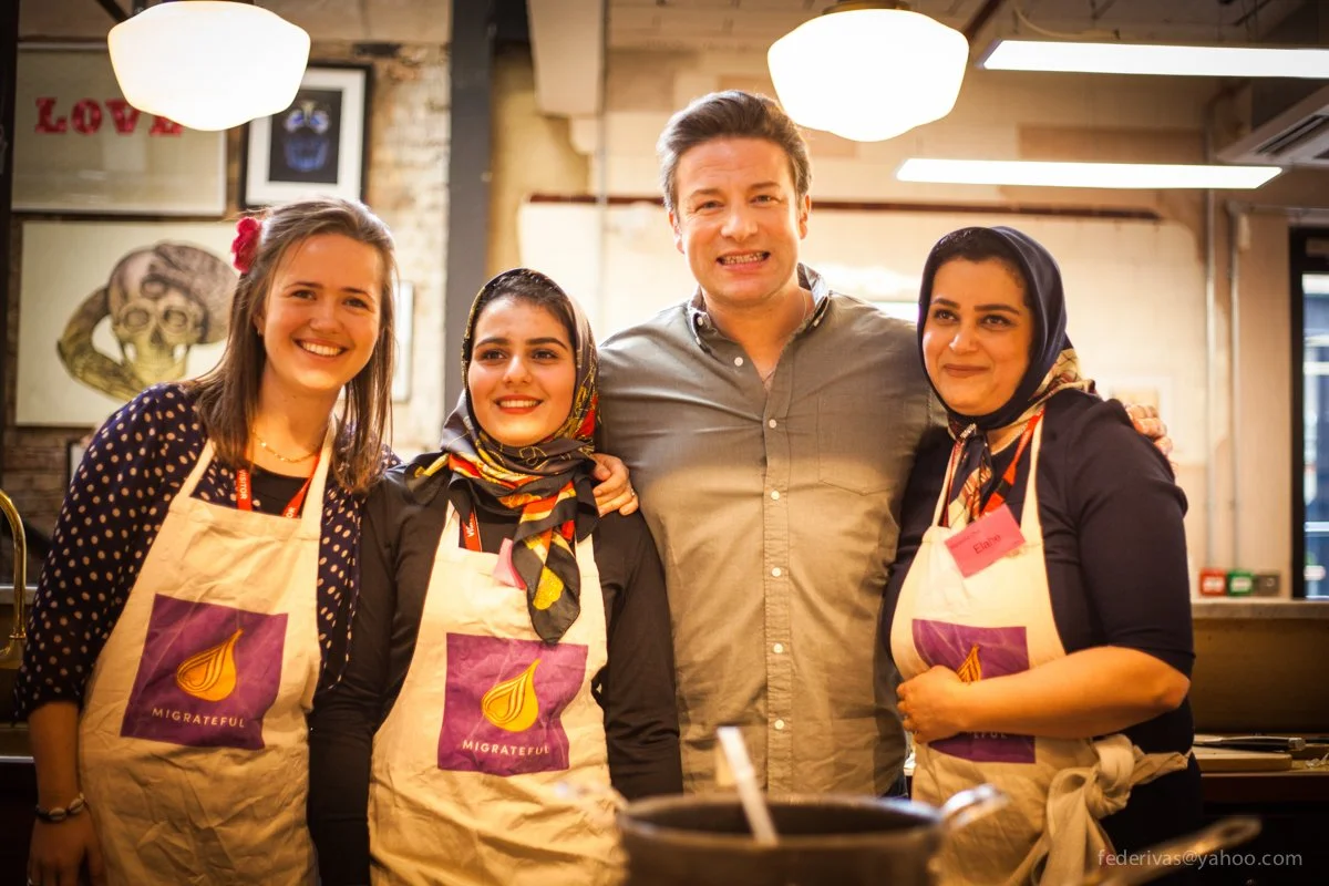 Jamie Oliver visiting Migrateful. (Image credit: Migrateful).
