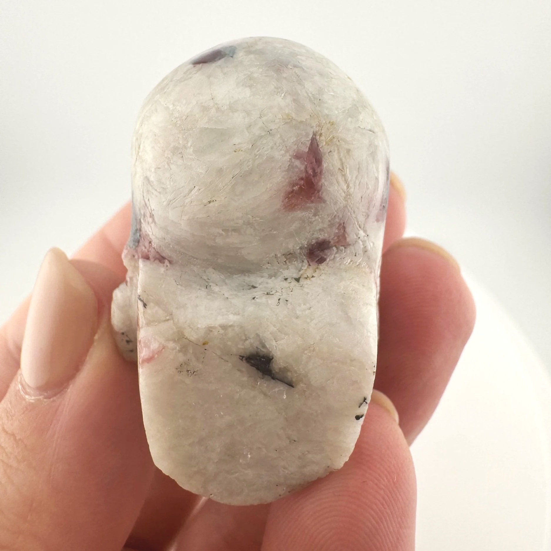 Leandro de Souza Pink and Blue Tourmaline in Feldspar Skull