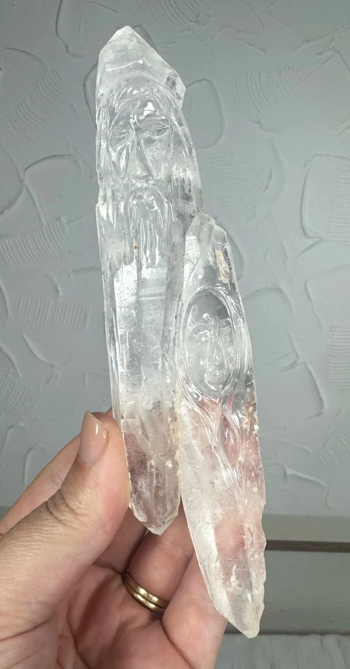 Leandro de Souza Cathedral Quartz Jesus and Mary Wand
