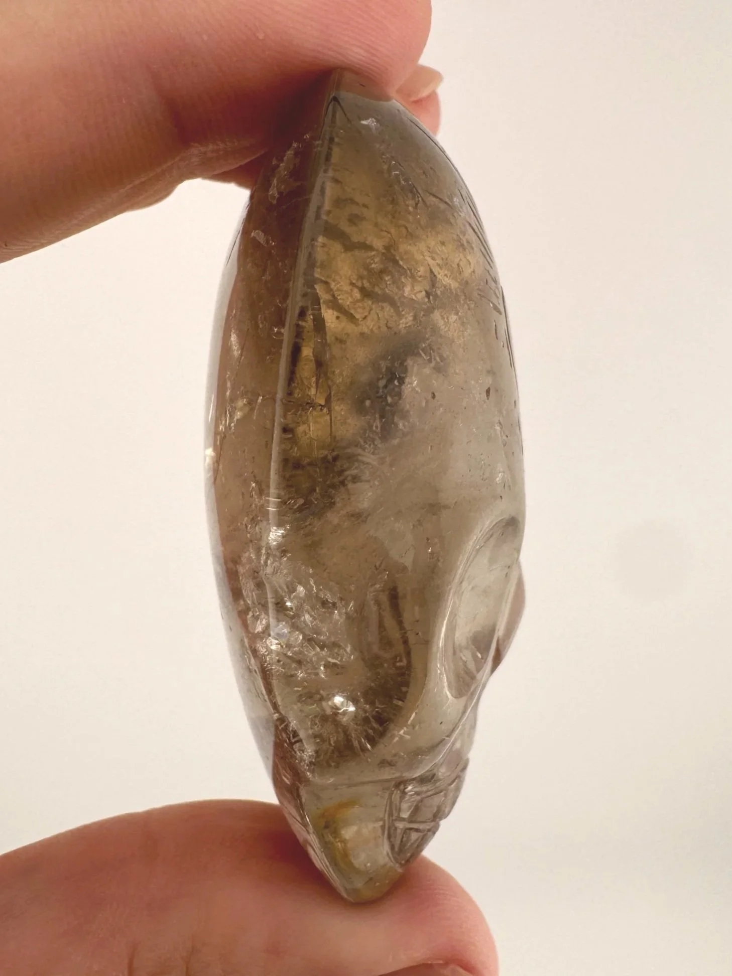 Leandro de Souza Golden Rutile in Quartz Magical Child Palm Skull