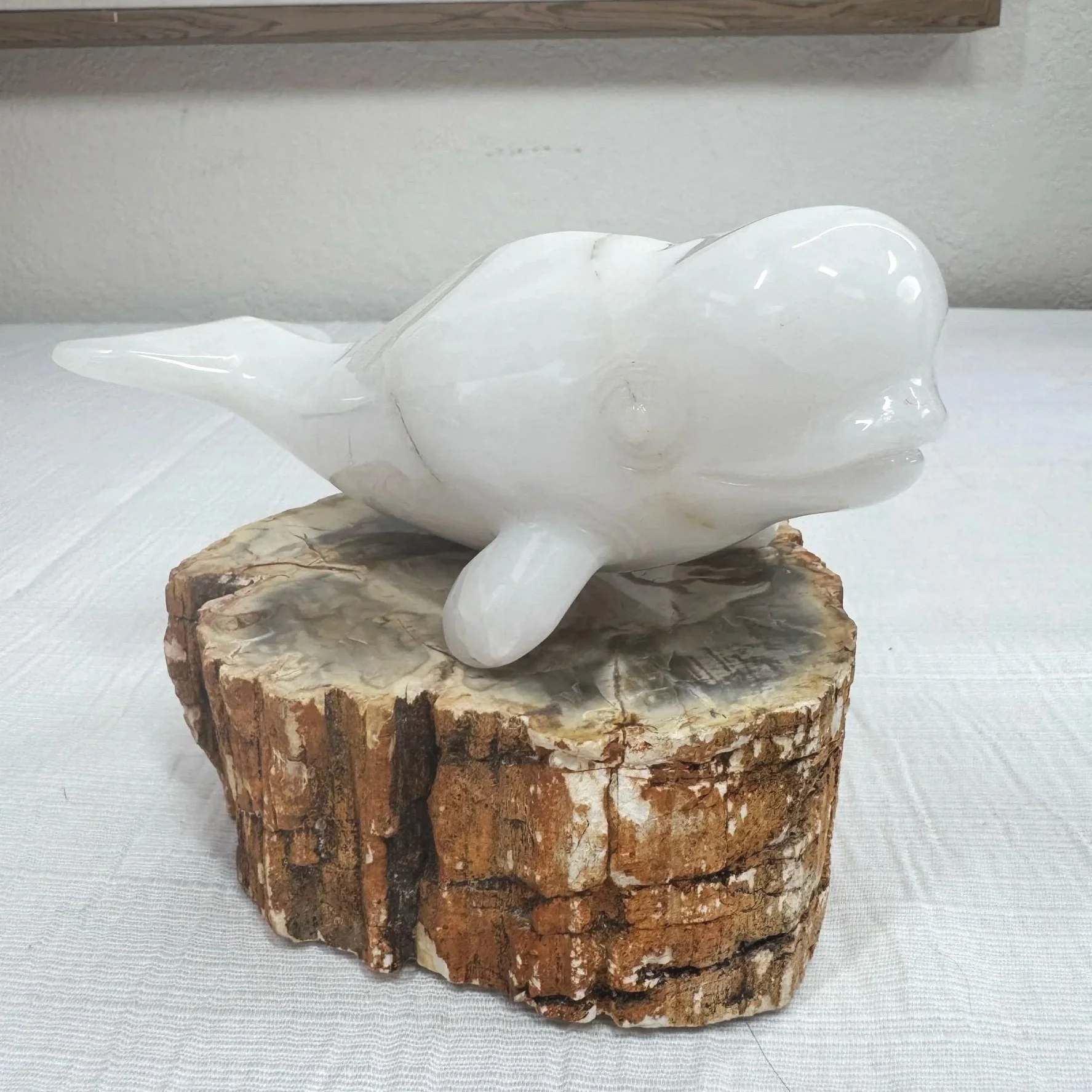 Leandro de Souza Snow Quartz Beluga Whale Sculpture