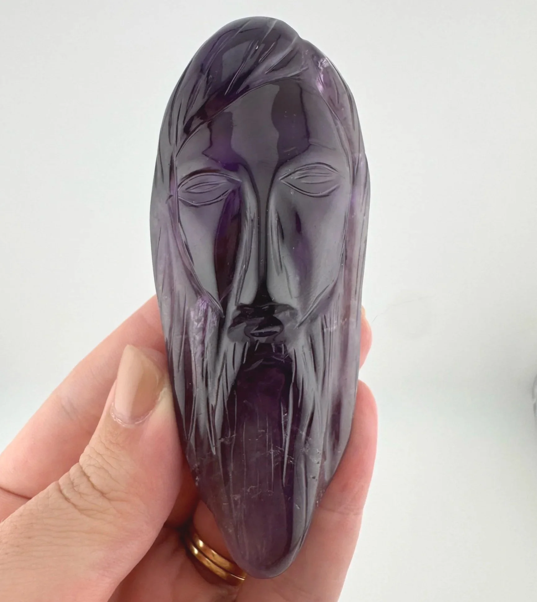 Leandro de Souza Phantom Amethyst with Citrine Jesus Carving