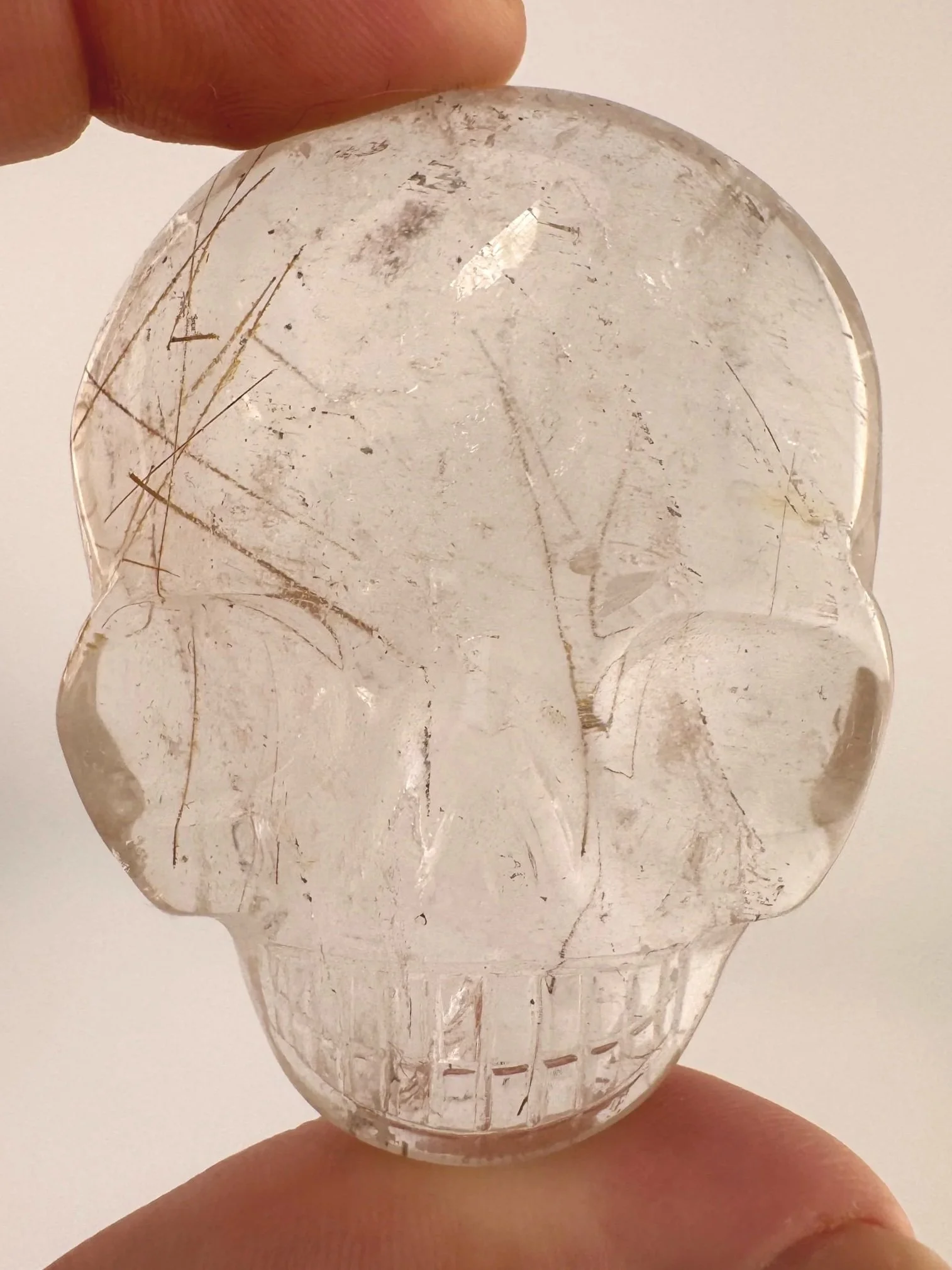 Leandro de Souza Rutilated Quartz Magical Child Palm Skull