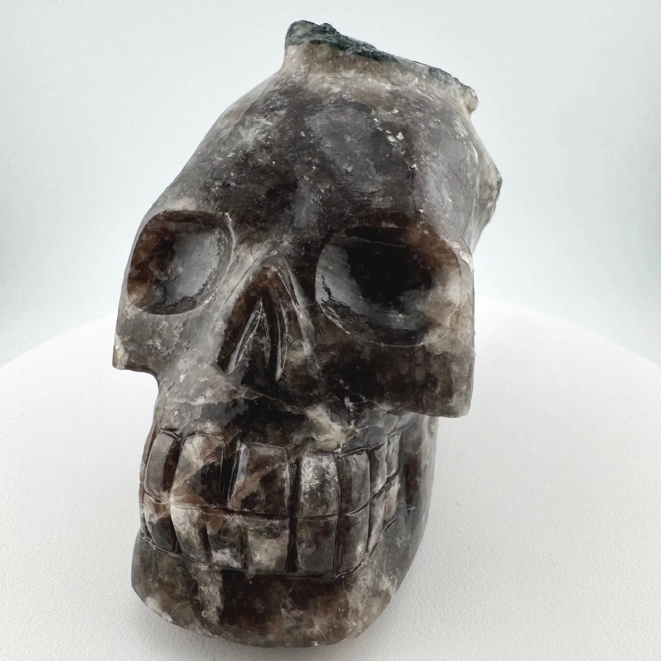 Leandro de Souza Tourmaline in Smoky Quartz Skull