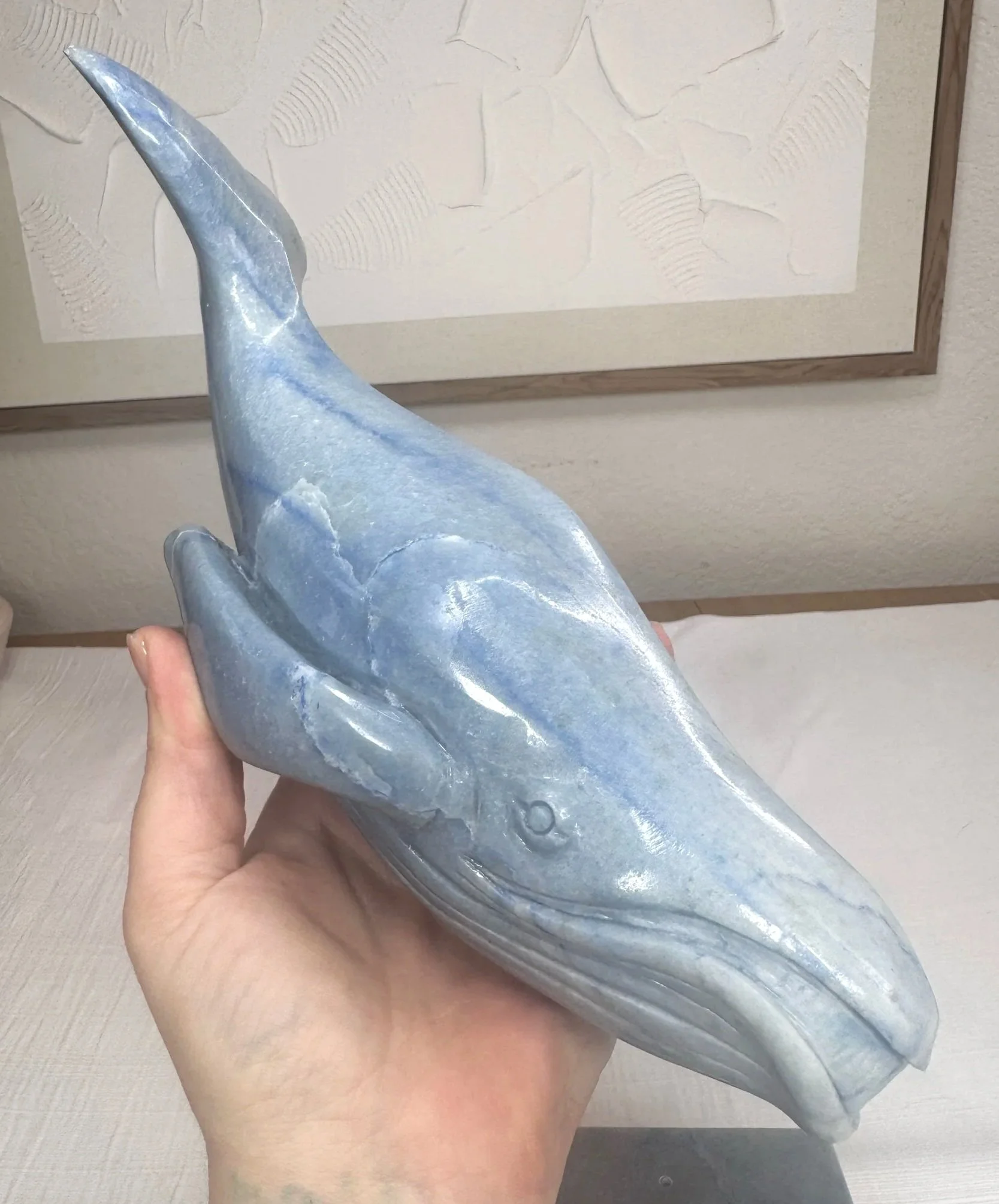Leandro de Souza Blue Aventurine Blue Whale Sculpture