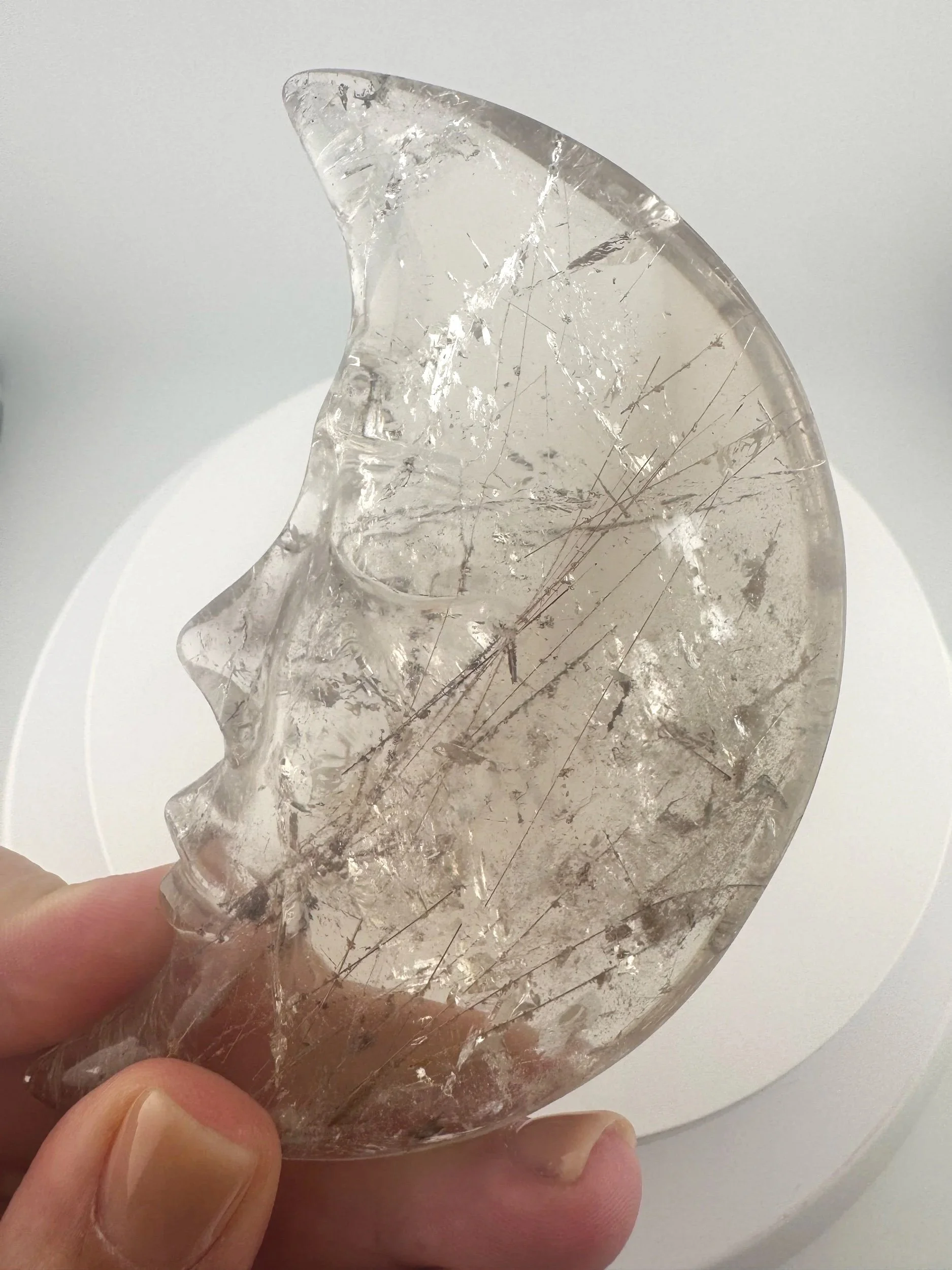 Leandro de Souza Red Rutile with Chlorite Moon Carving