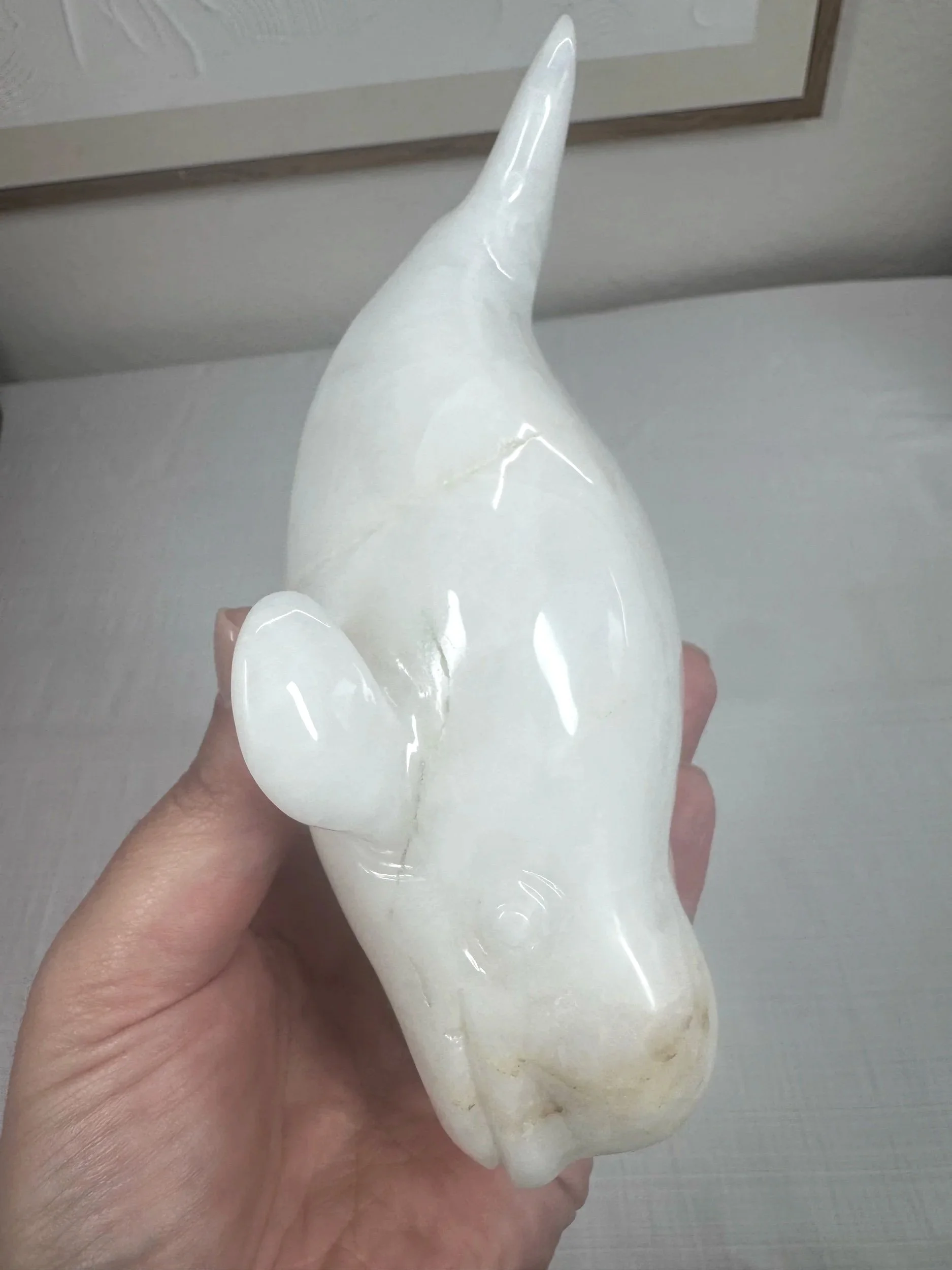 Leandro de Souza Snow Quartz Beluga Whale Sculpture
