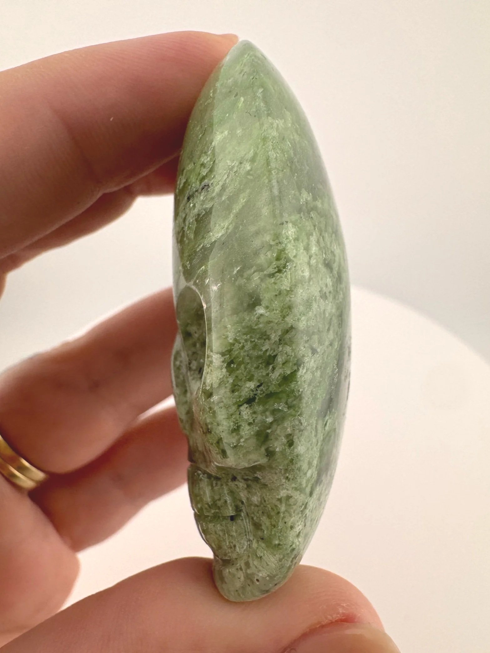 Leandro de Souza Chlorite Chalcedony Magical Child Palm Skull