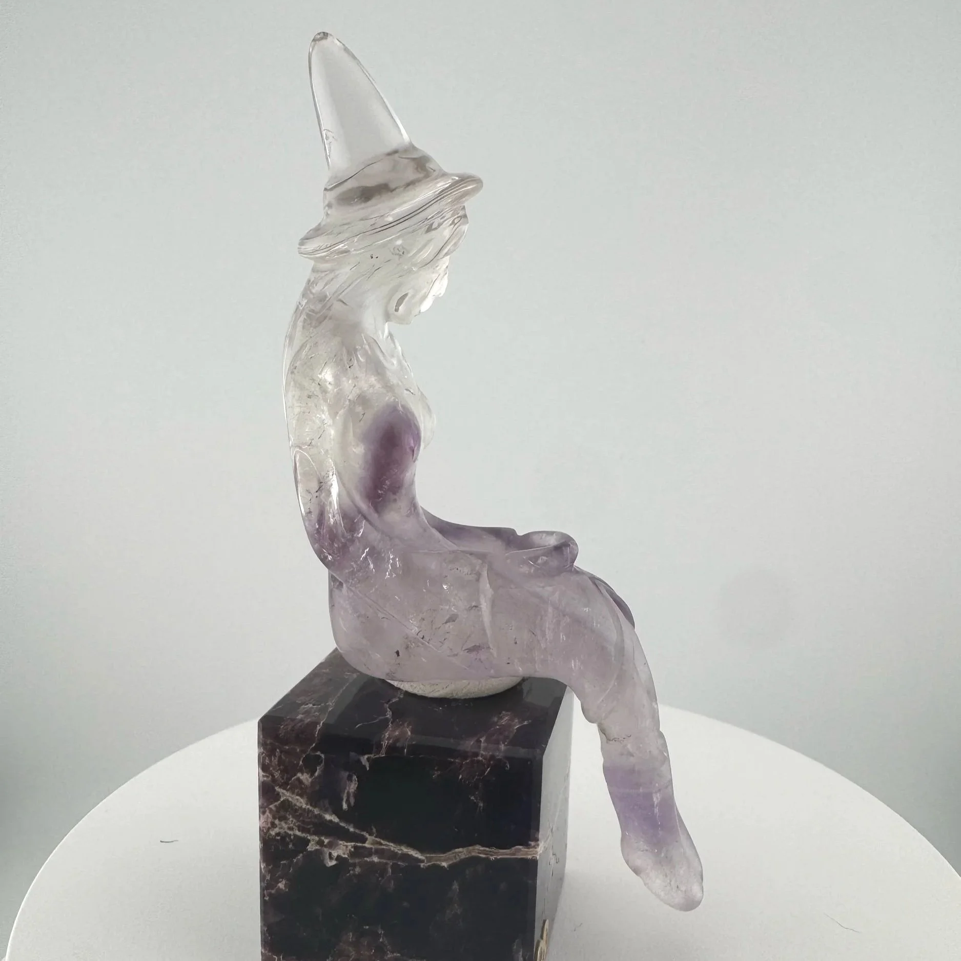 Leandro de Souza Phantom Amethyst Witch Carving on Base
