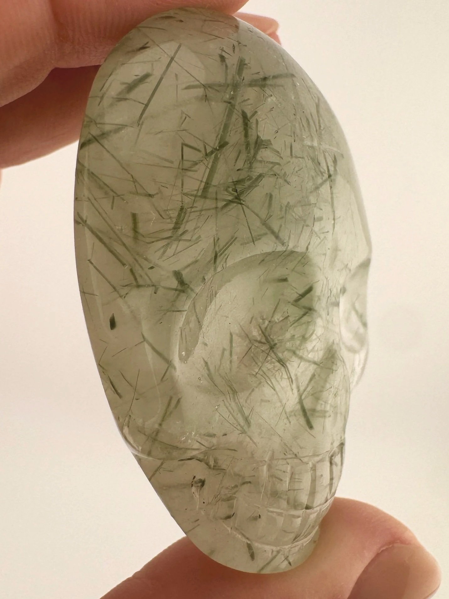 Leandro de Souza Epidote in Quartz Palm Skull