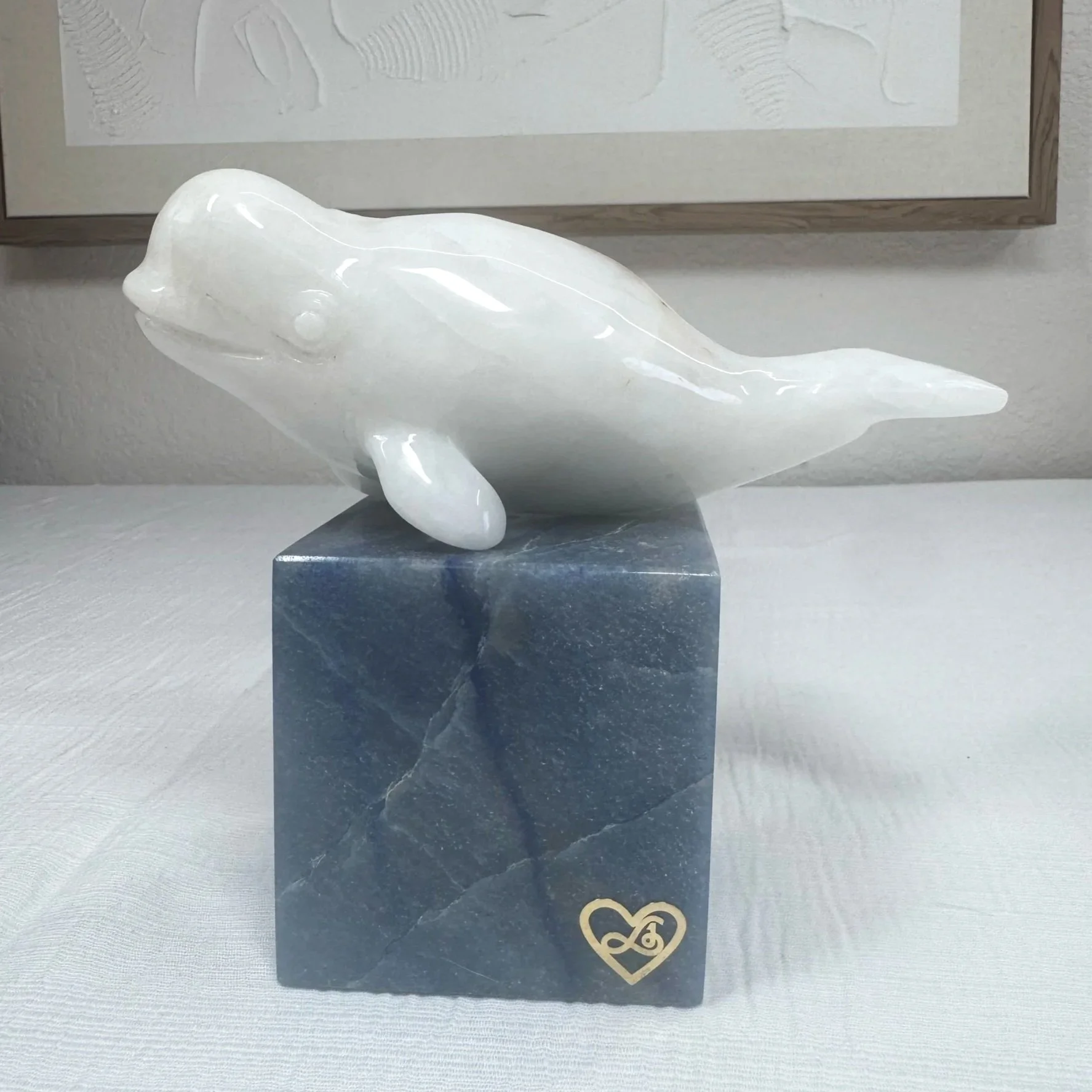 Leandro de Souza Snow Quartz Beluga Whale Sculpture