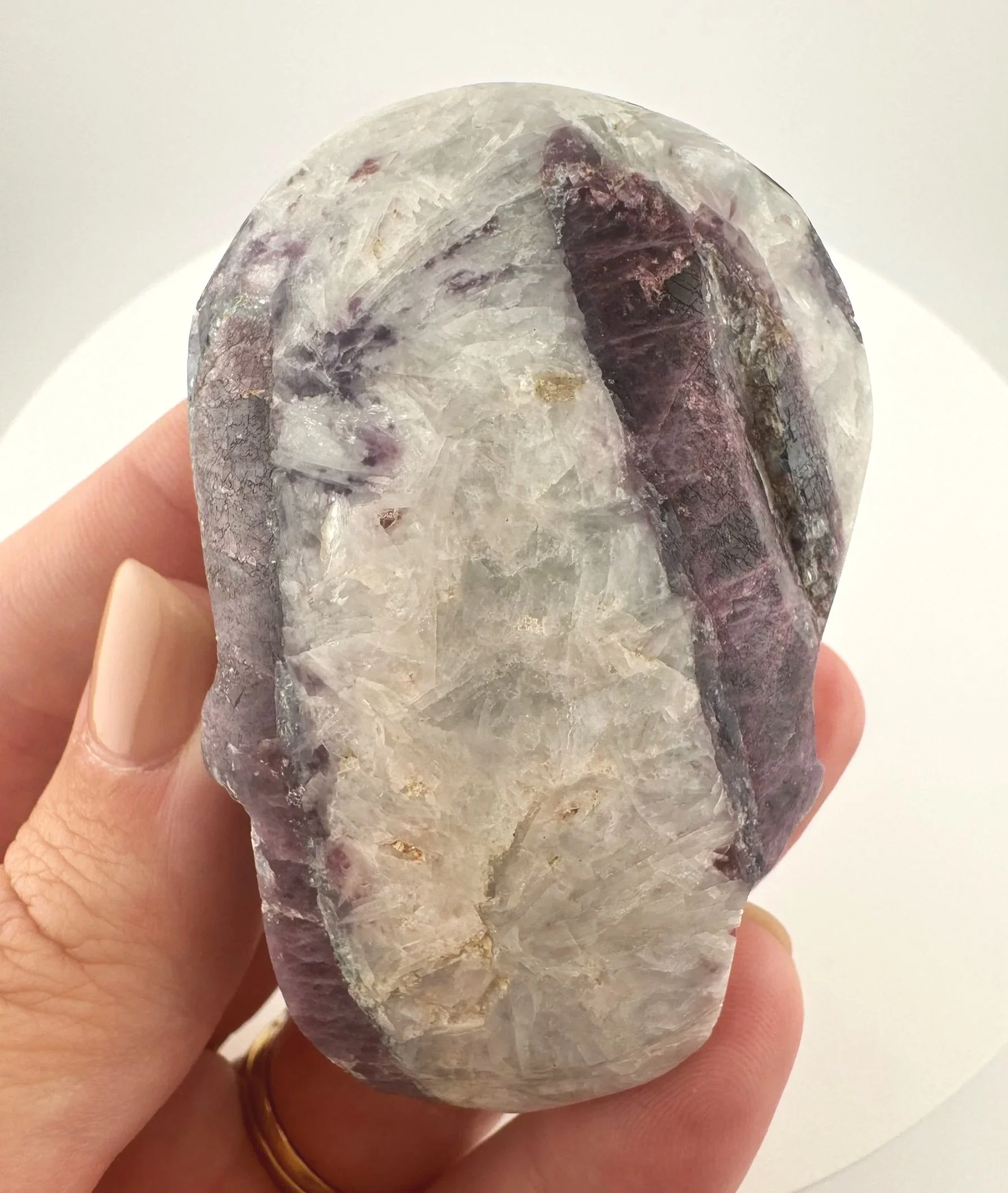 Leandro de Souza Pink and Blue Tourmaline in Feldspar Shaman Palm Skull