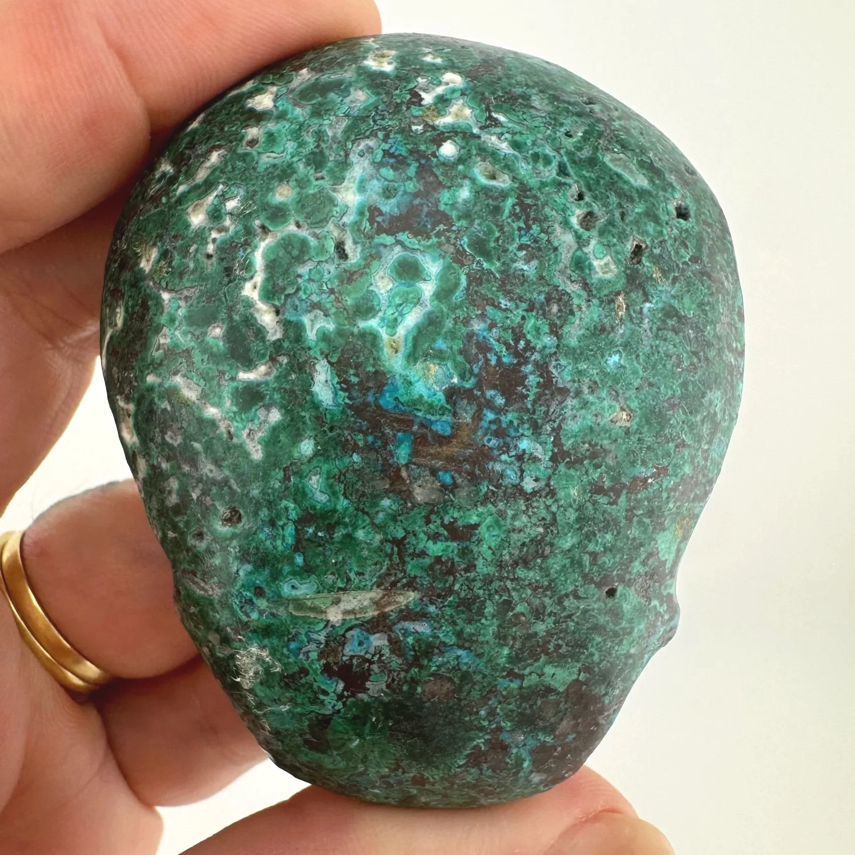Leandro de Souza Malachite Chrysocolla Magical Child Palm Skull