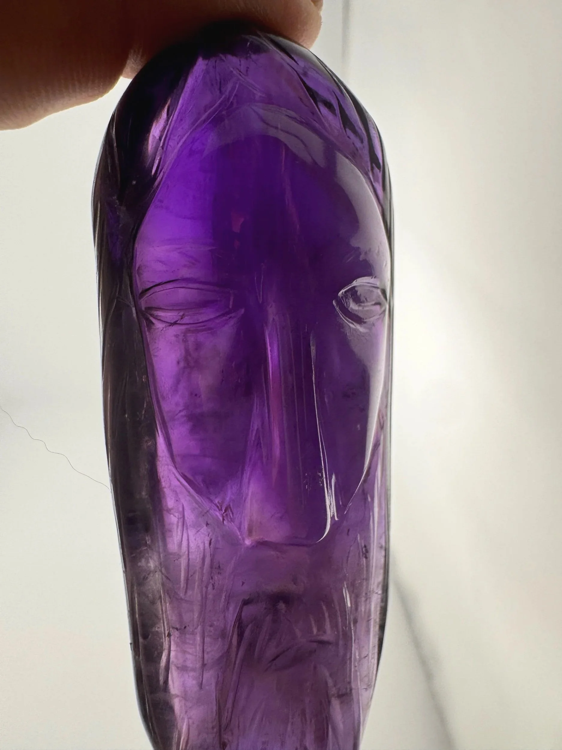 Leandro de Souza Phantom Amethyst with Citrine Jesus Carving