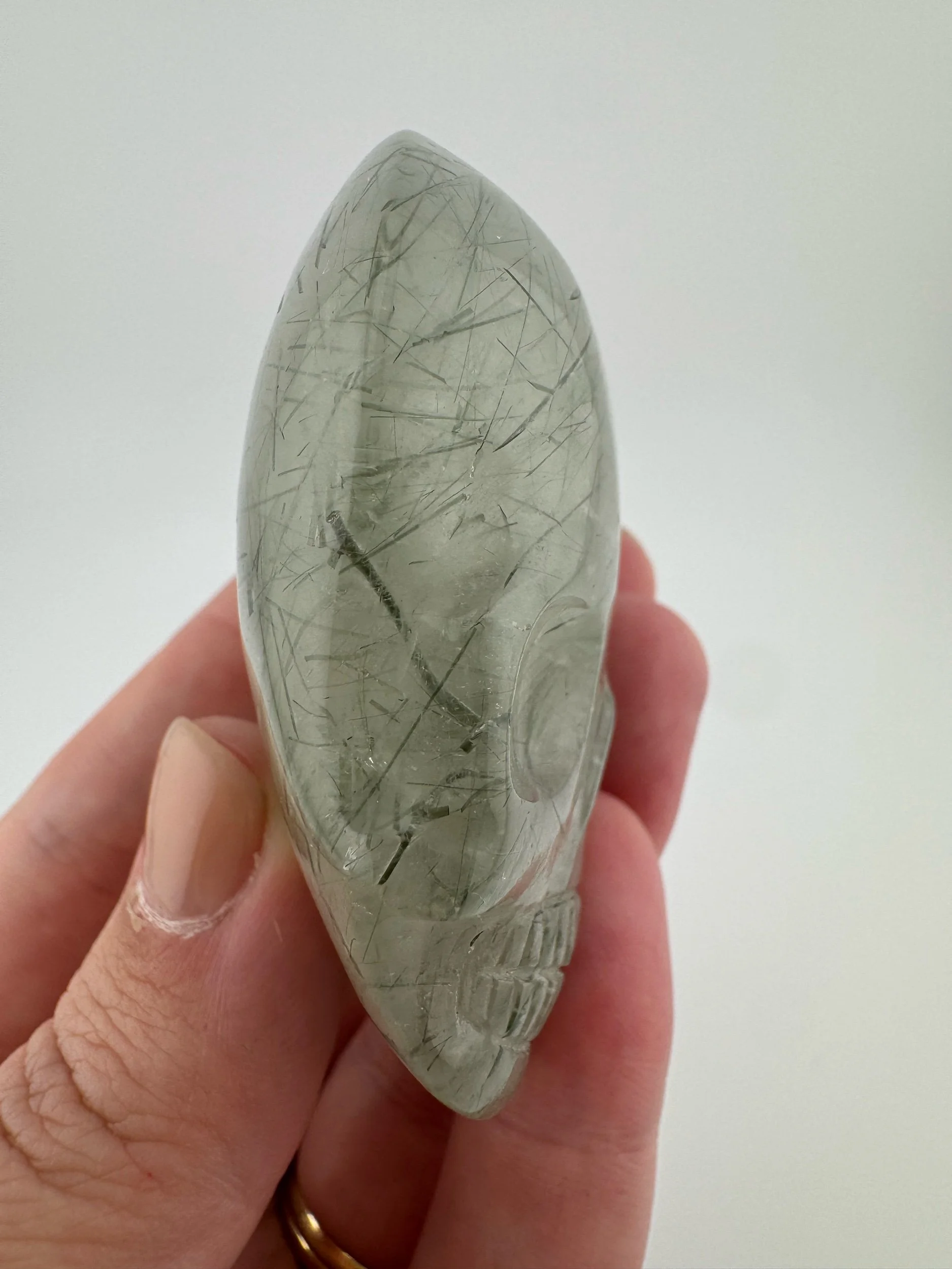 Leandro de Souza Epidote in Quartz Palm Skull