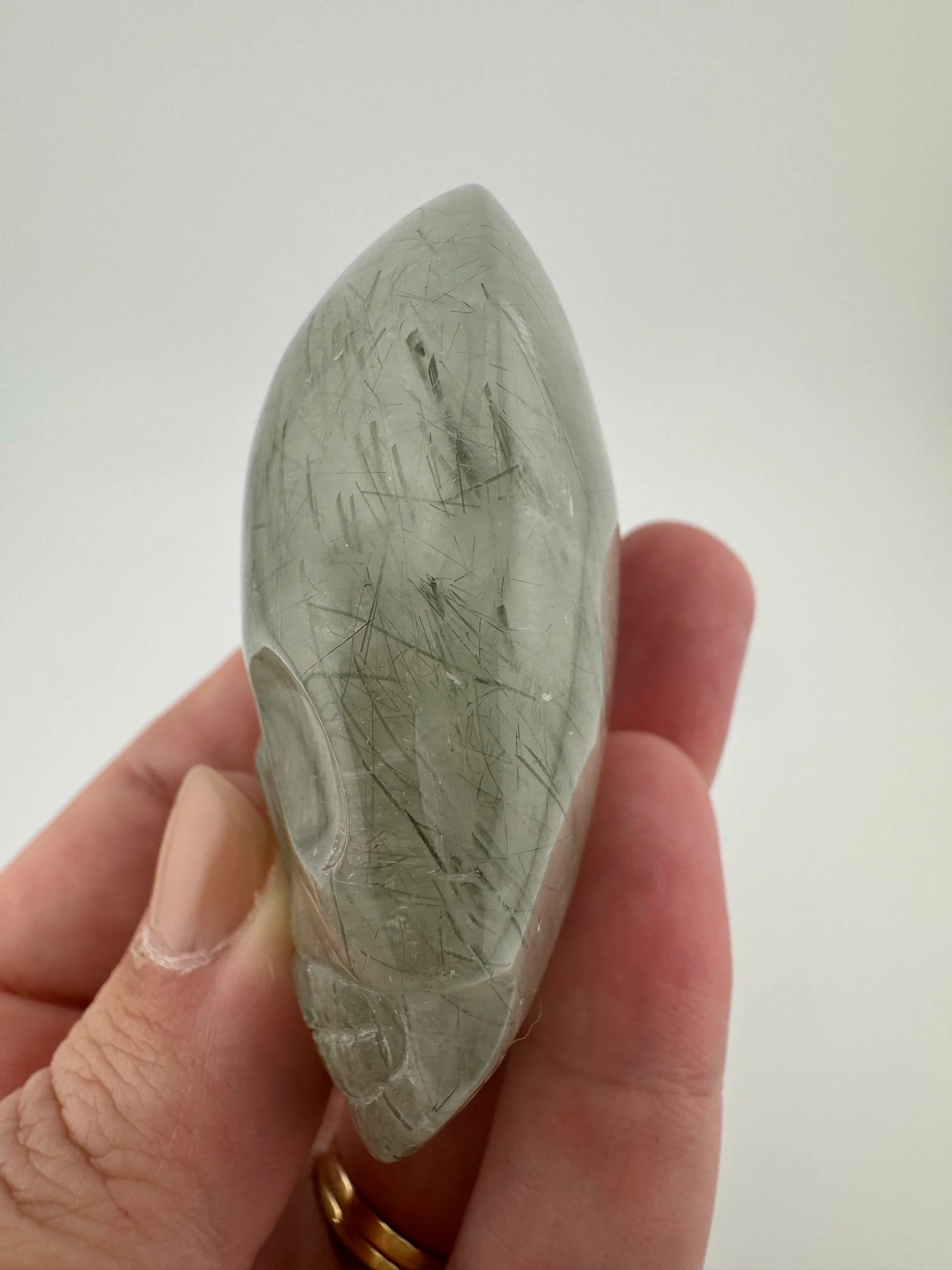 Leandro de Souza Epidote in Quartz Palm Skull