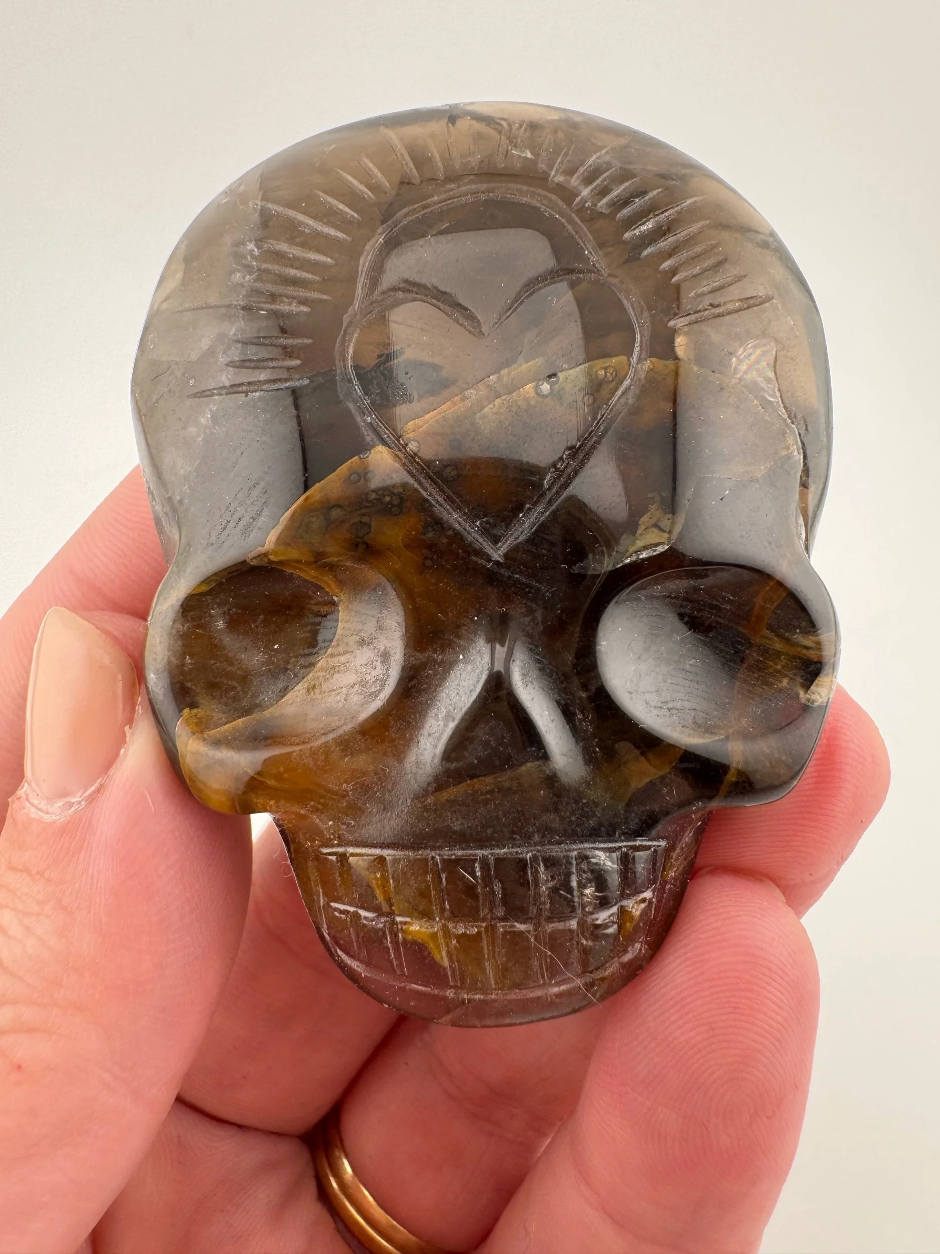 Morion Hematoid Quartz Magical Child Palm Skull