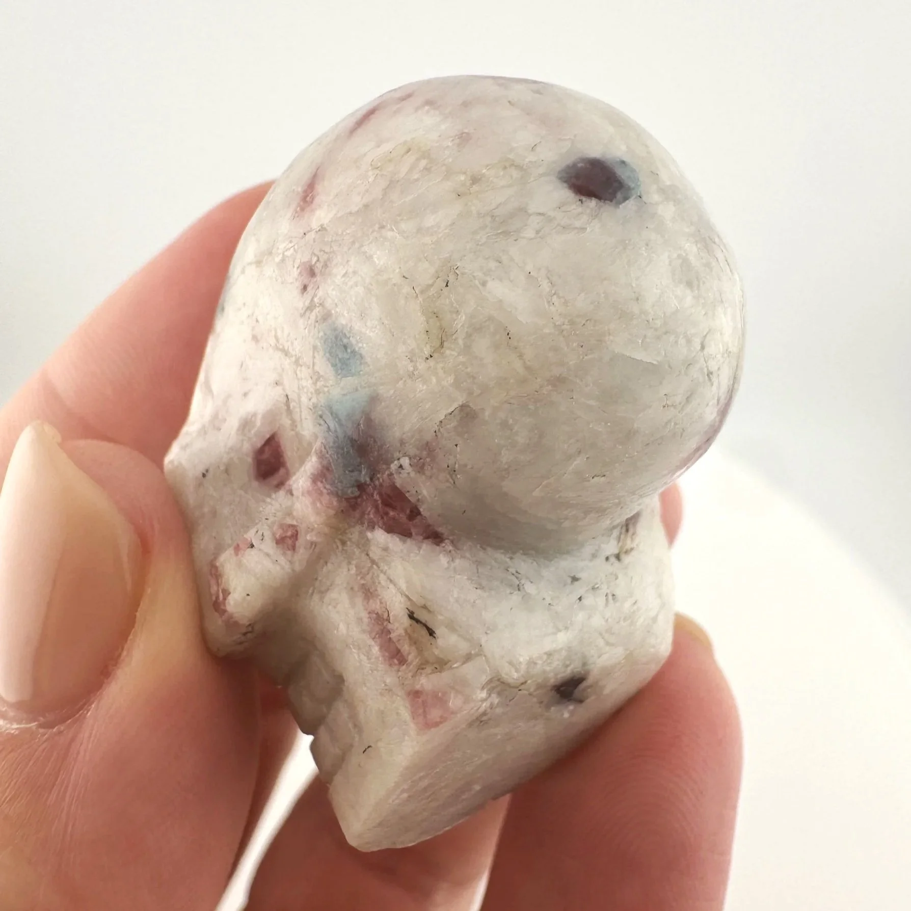 Leandro de Souza Pink and Blue Tourmaline in Feldspar Skull