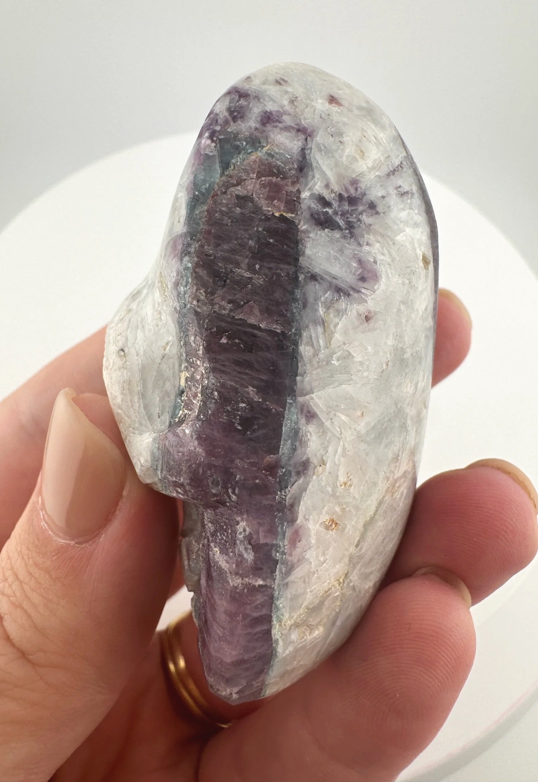 Leandro de Souza Pink and Blue Tourmaline in Feldspar Shaman Palm Skull