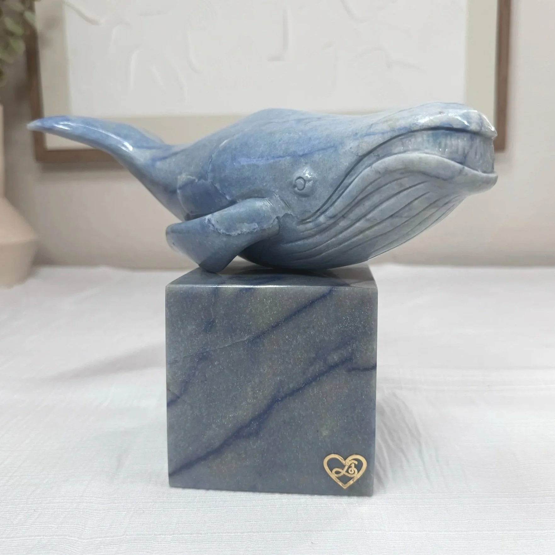 Leandro de Souza Blue Aventurine Blue Whale Sculpture