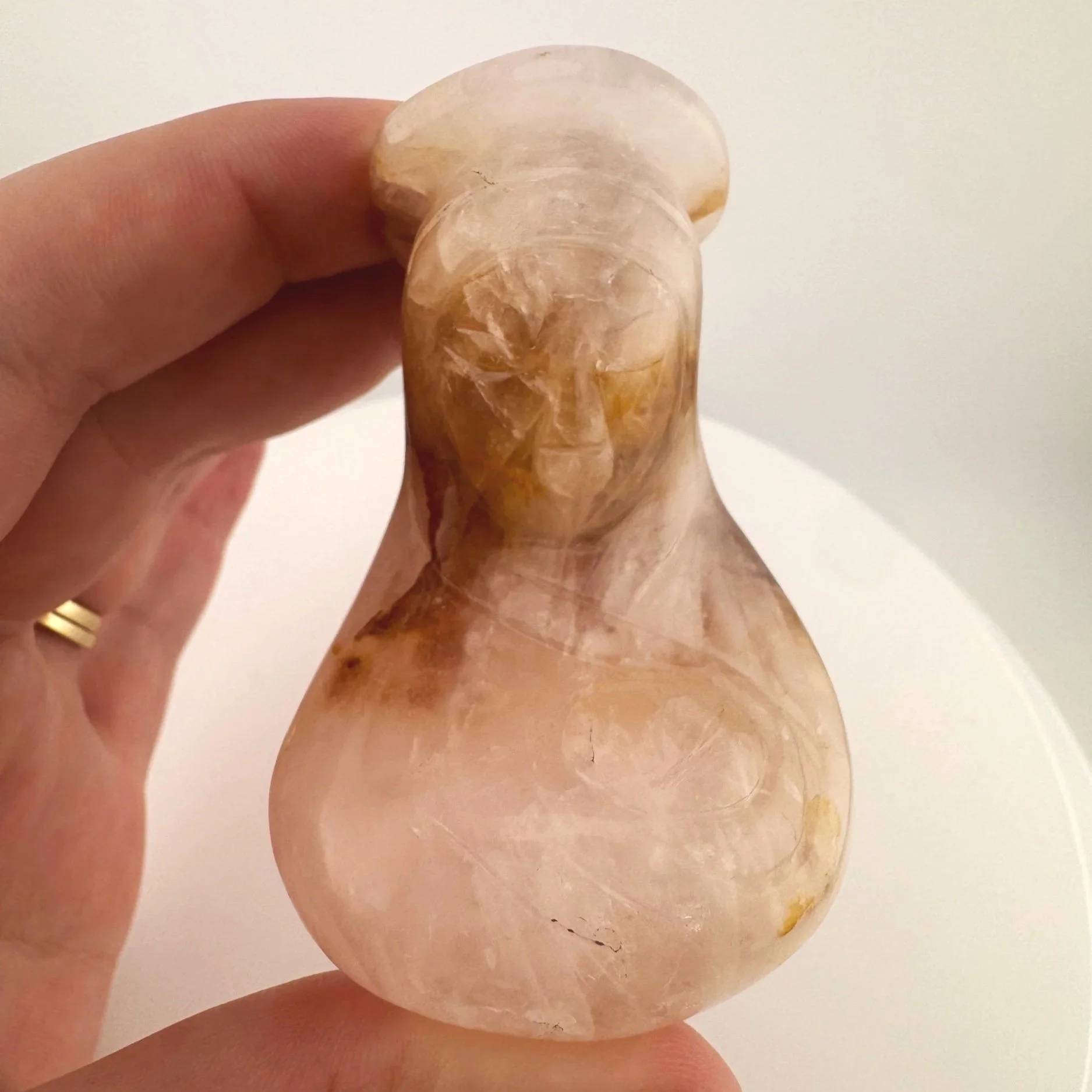 Leandro de Souza Golden Healer Rose Quartz Mother Mary Palm