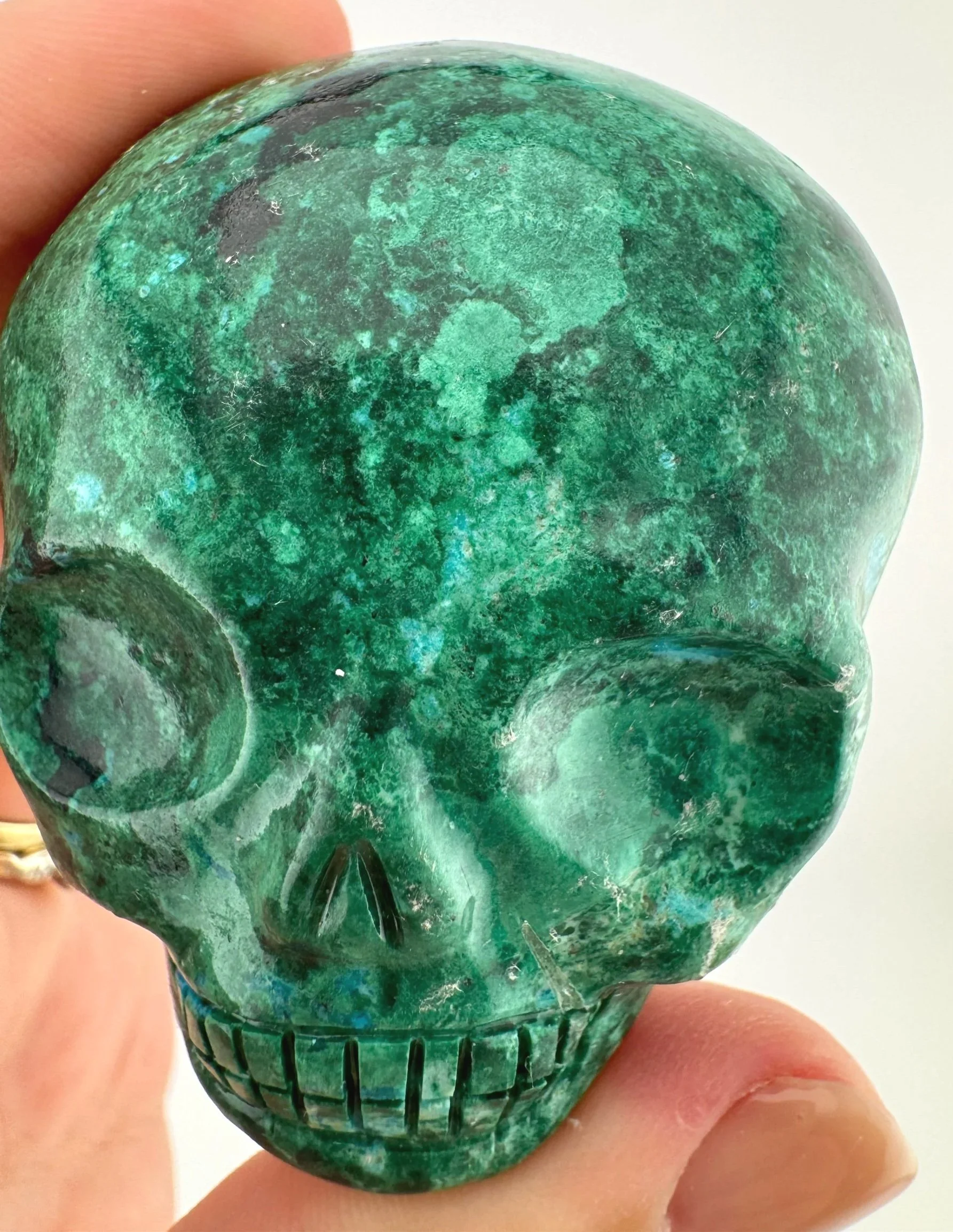 Leandro de Souza Malachite Chrysocolla Magical Child Palm Skull