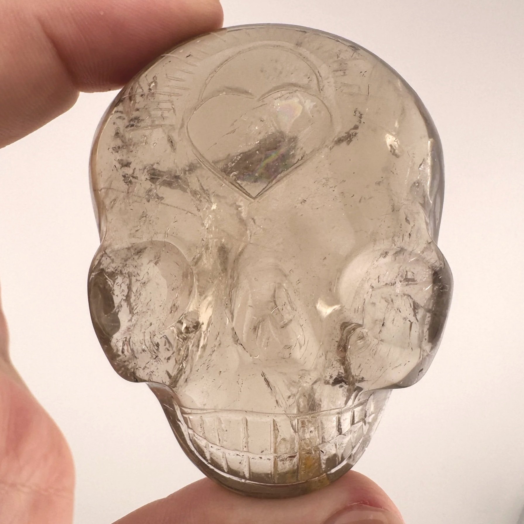 Leandro de Souza Golden Rutile in Quartz Magical Child Palm Skull
