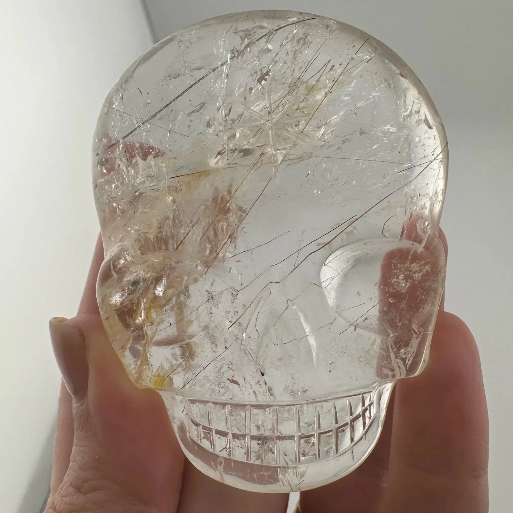 Leandro de Souza Rutilated Quartz Magical Child Palm Skull