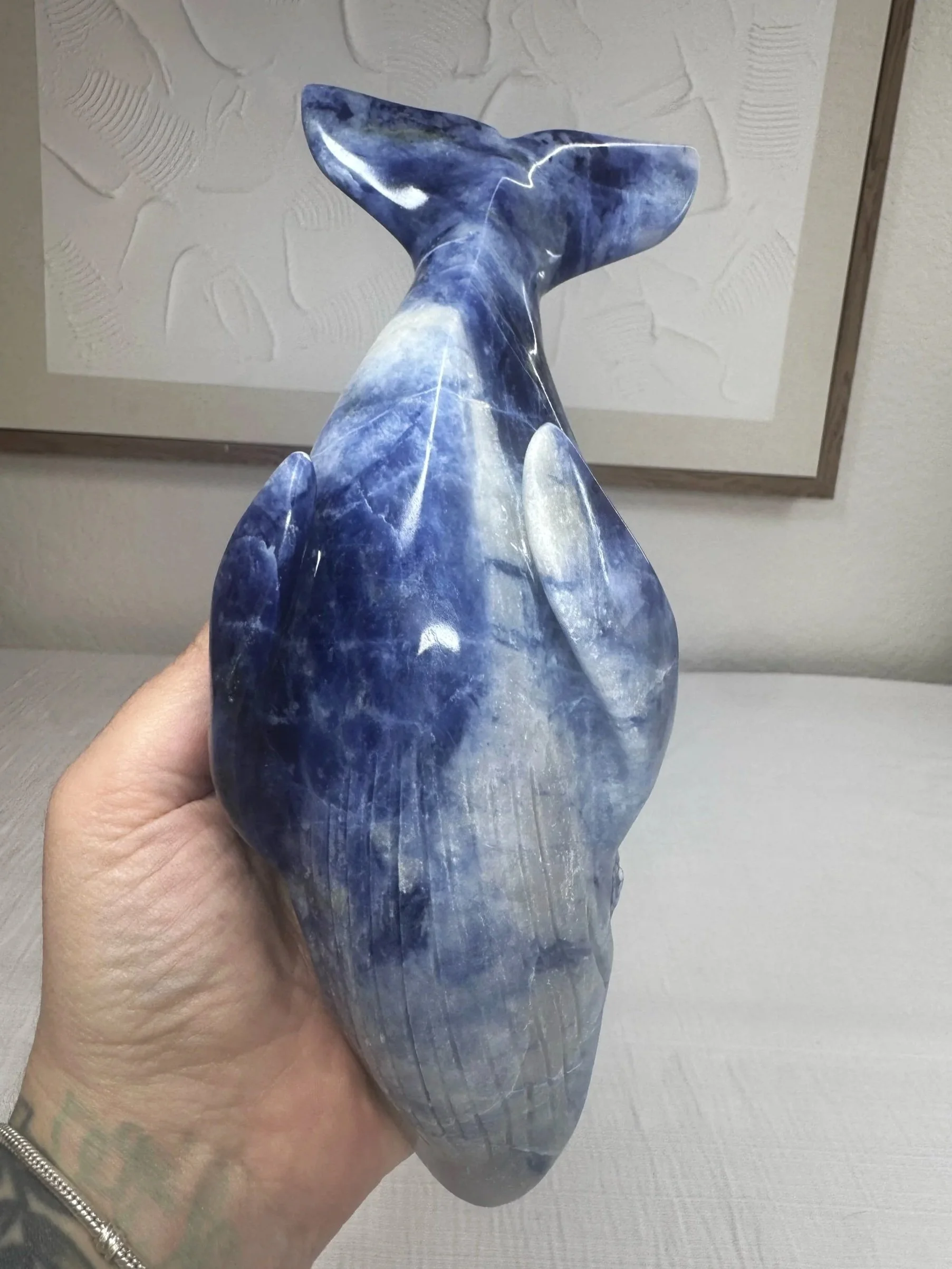 Leandro de Souza Sodalite Humpback Whale Sculpture