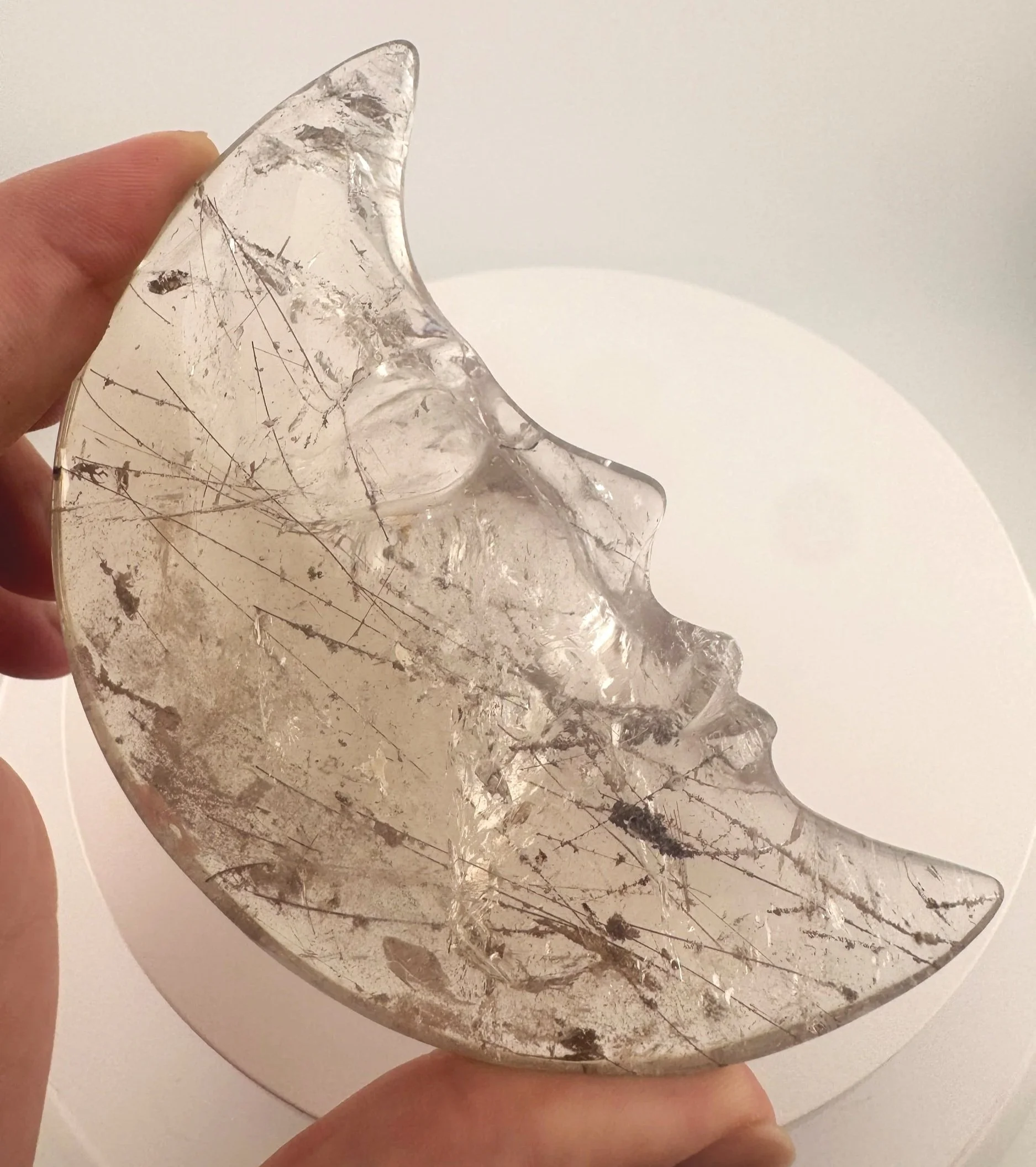Leandro de Souza Red Rutile with Chlorite Moon Carving