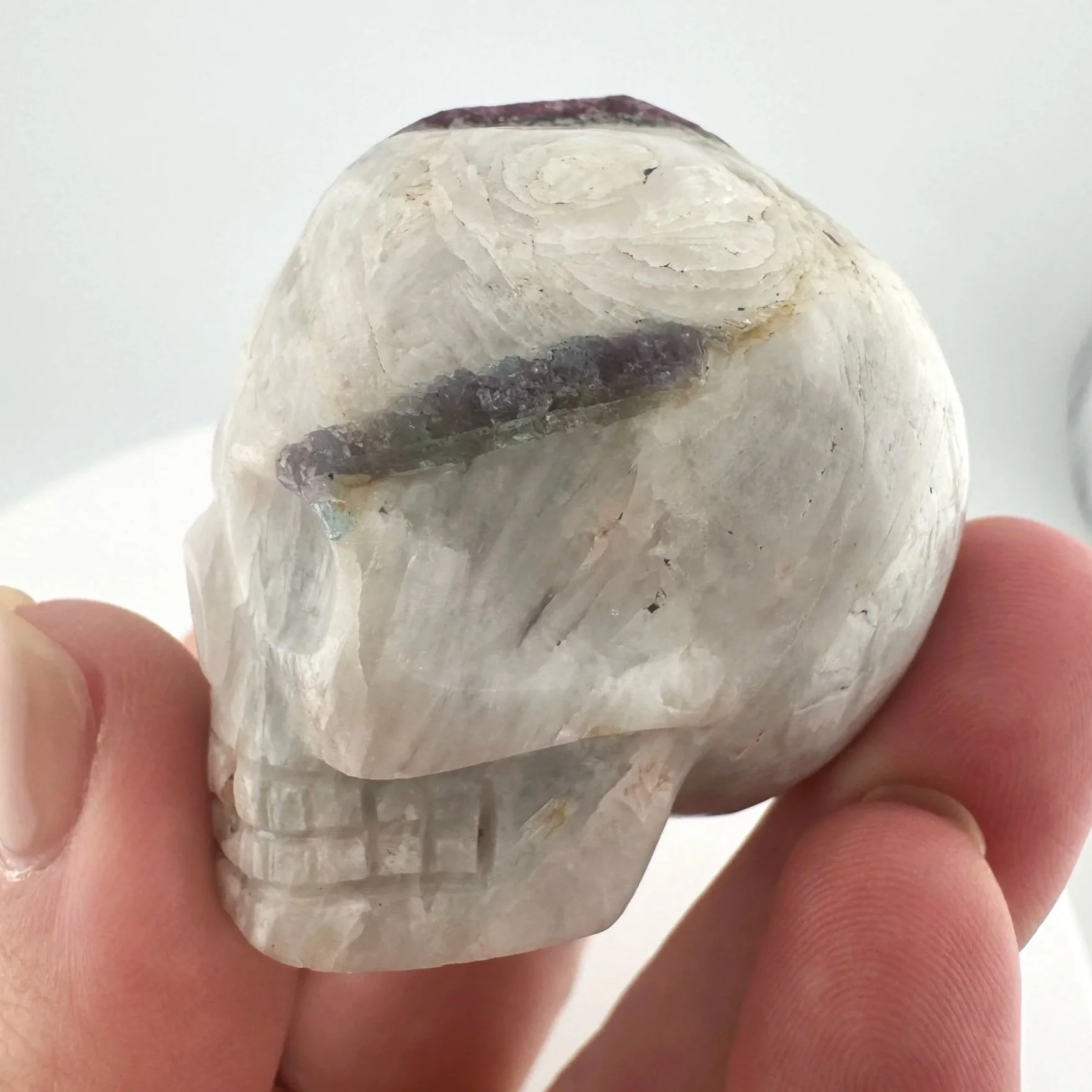 Leandro de Souza Pink Tourmaline in Feldspar Skull