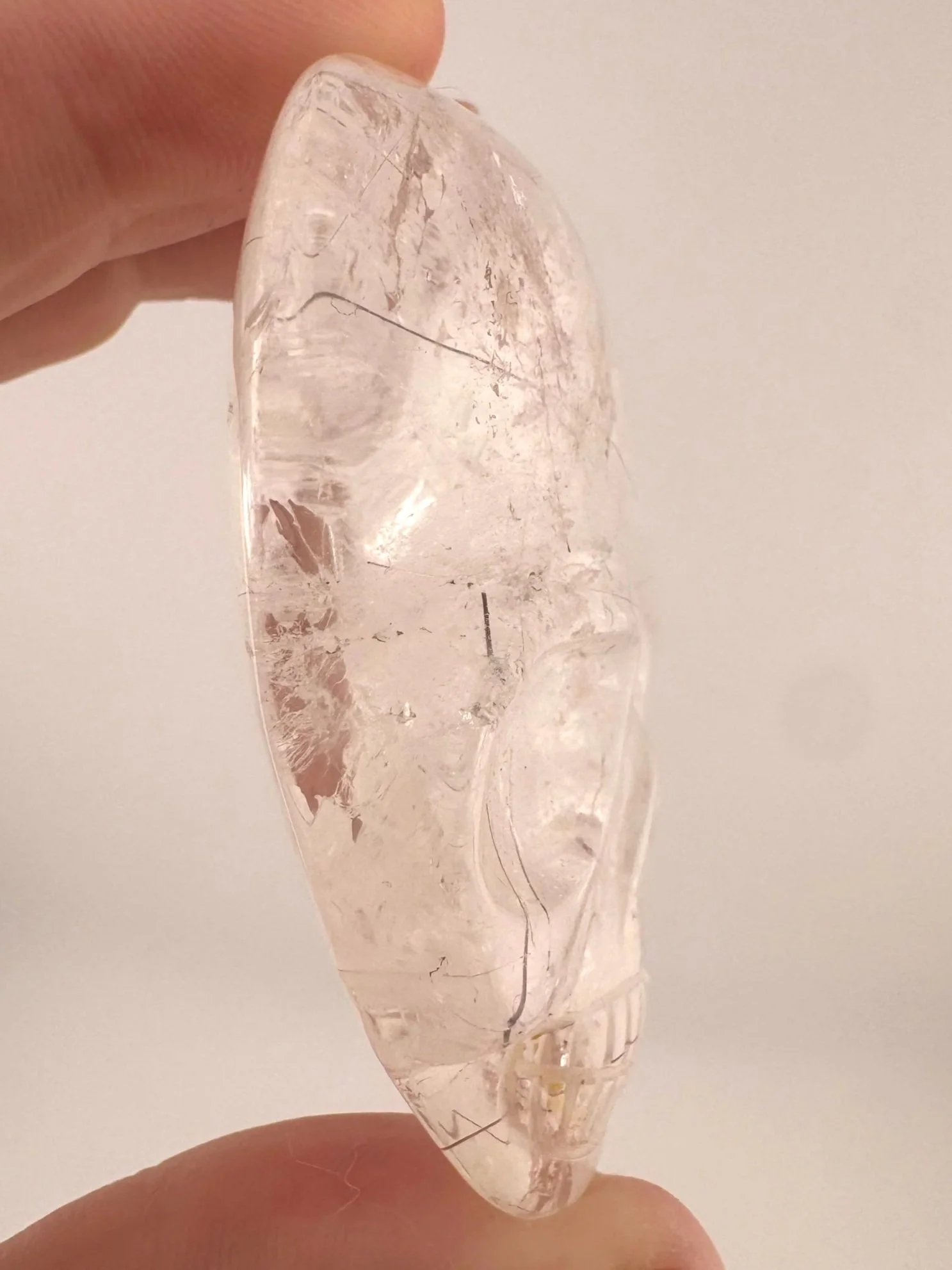 Leandro de Souza Red Rutile in Quartz Magical Child Palm Skull