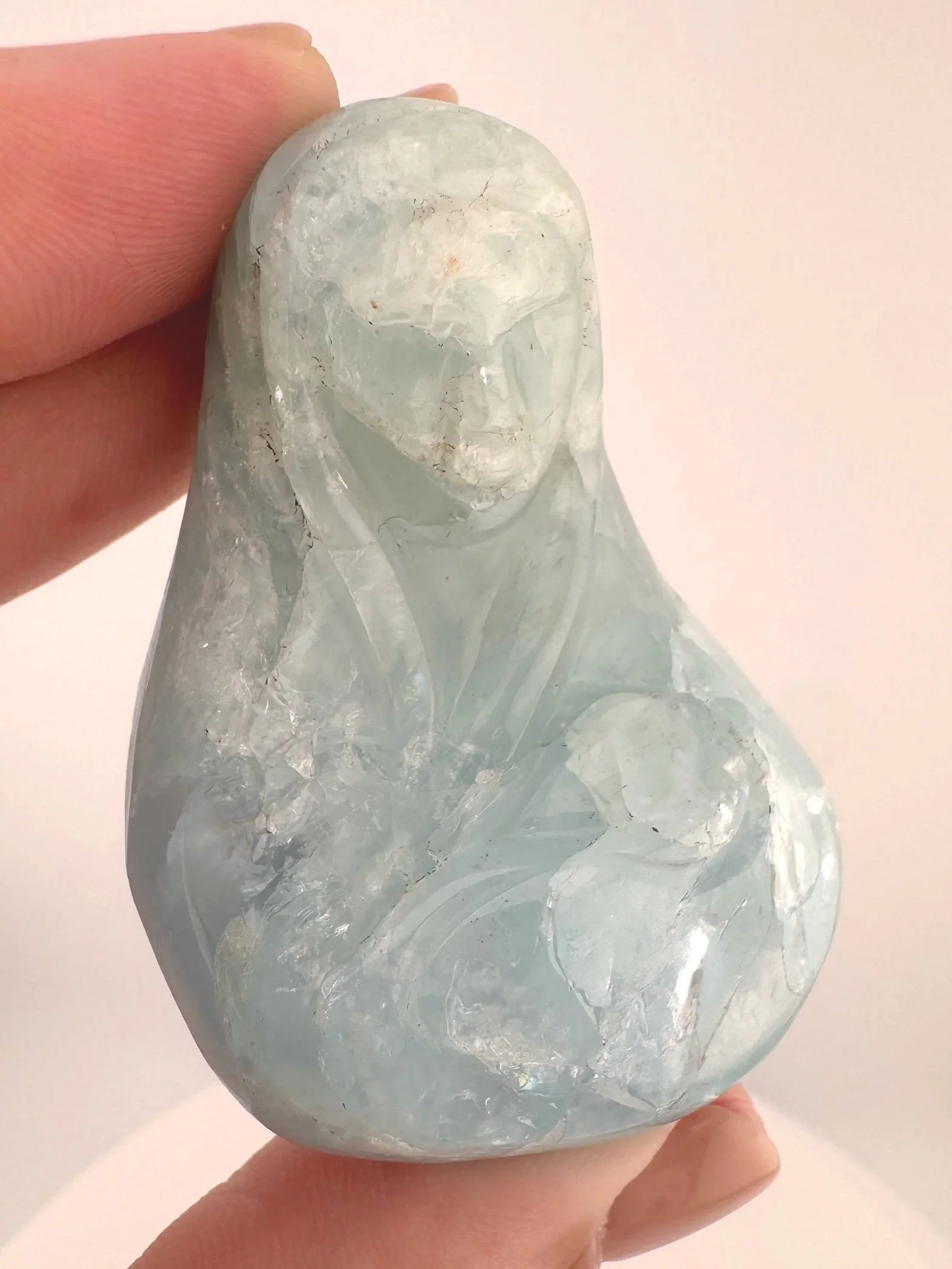 Leandro de Souza Aquamarine Mother Mary holding Baby Jesus Palm