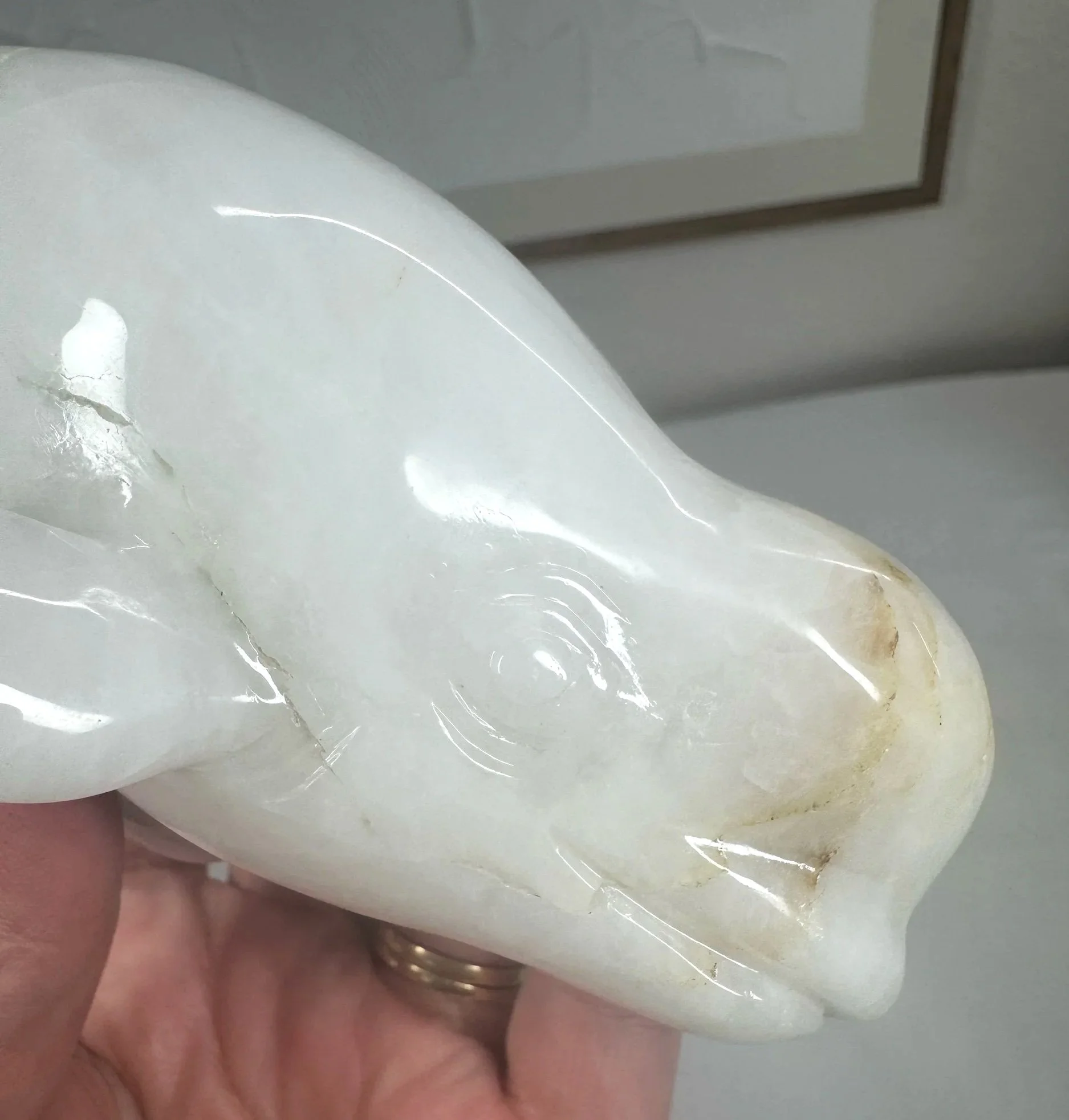 Leandro de Souza Snow Quartz Beluga Whale Sculpture