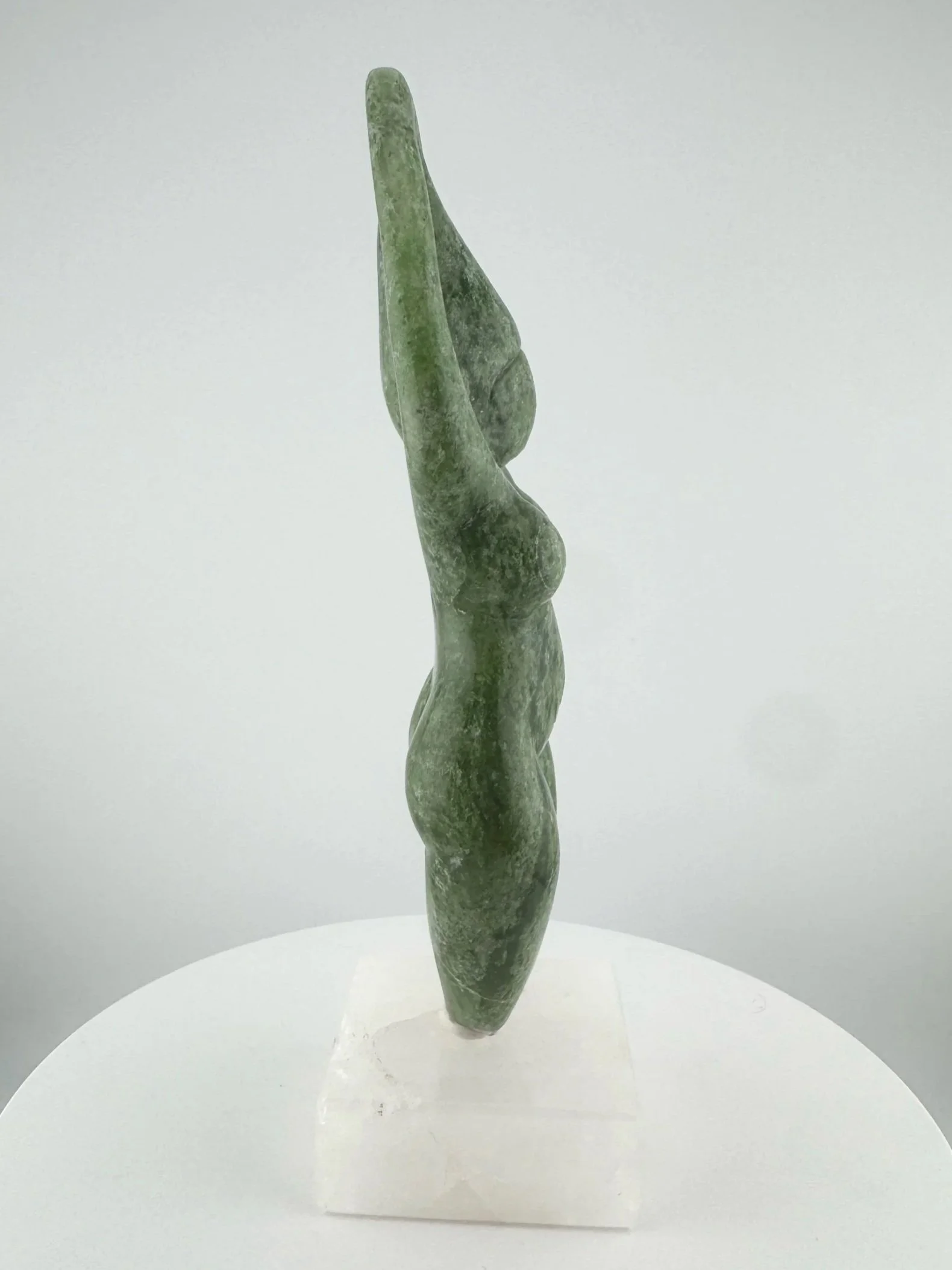 Leandro de Souza Chlorite Chalcedony Gaia Goddess Sculpture on Quartz base
