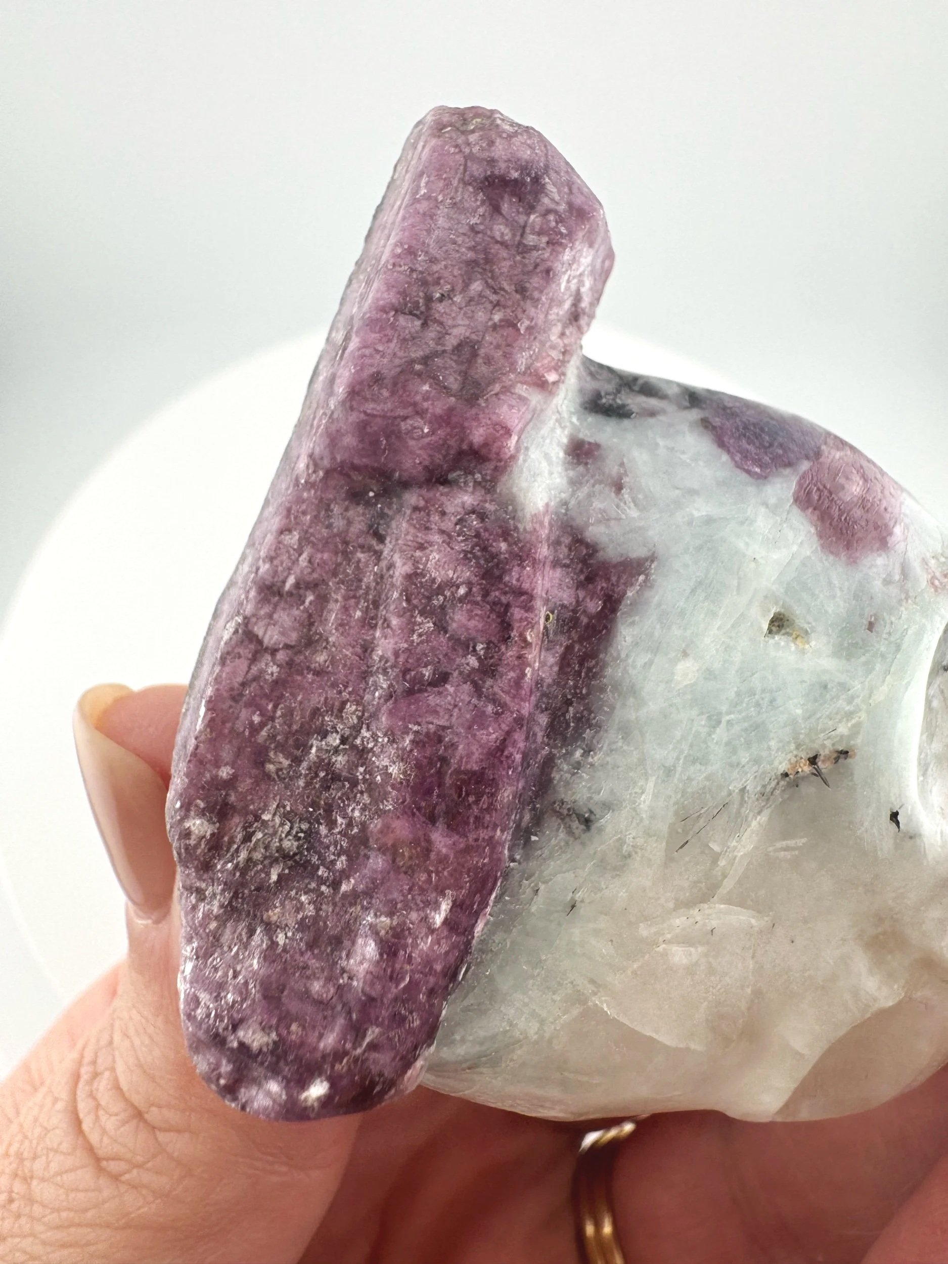 Leandro de Souza Pink Tourmaline in Feldspar Palm Skull