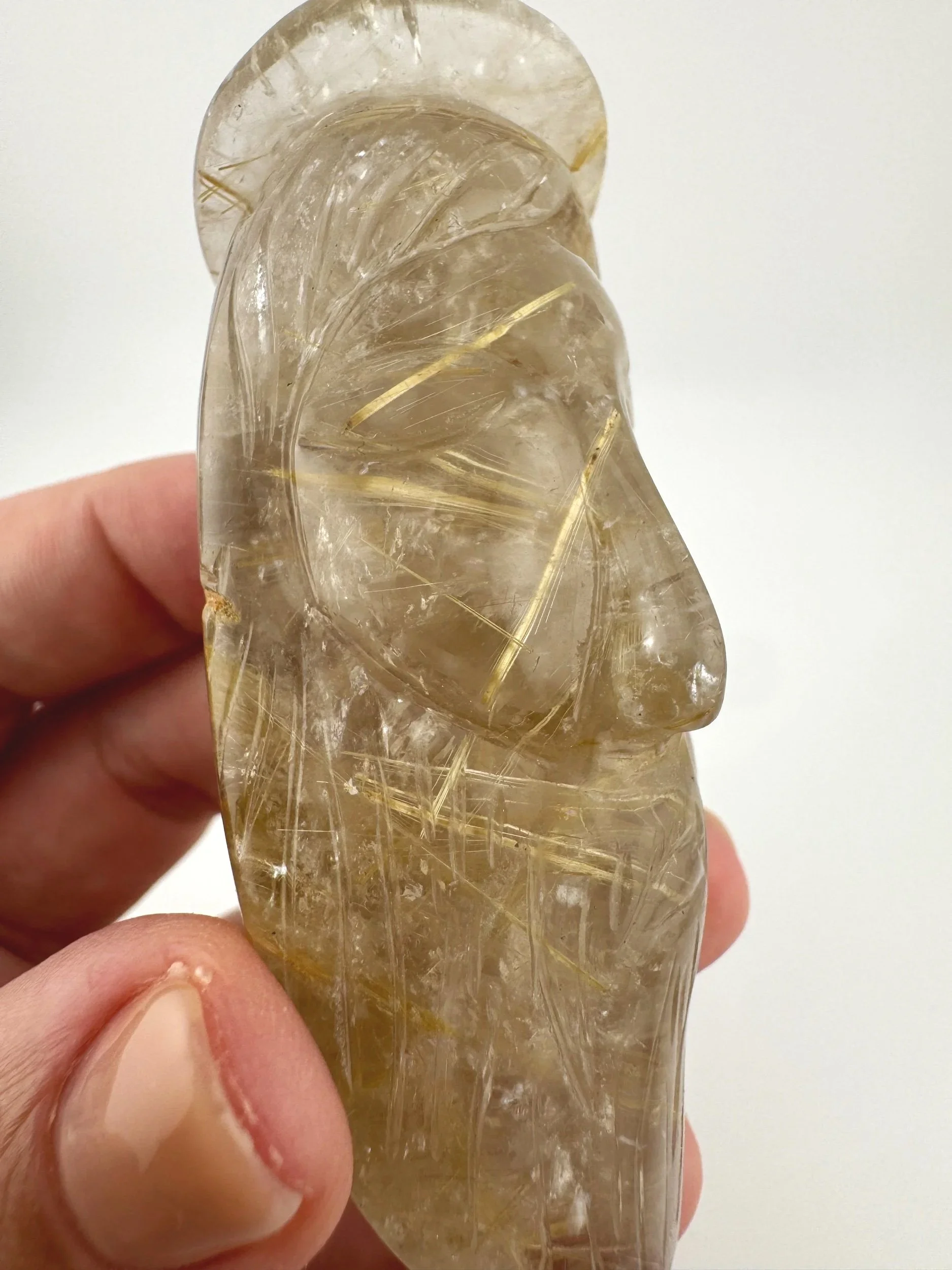 Leandro de Souza Golden Rutile in Quartz Jesus Carving