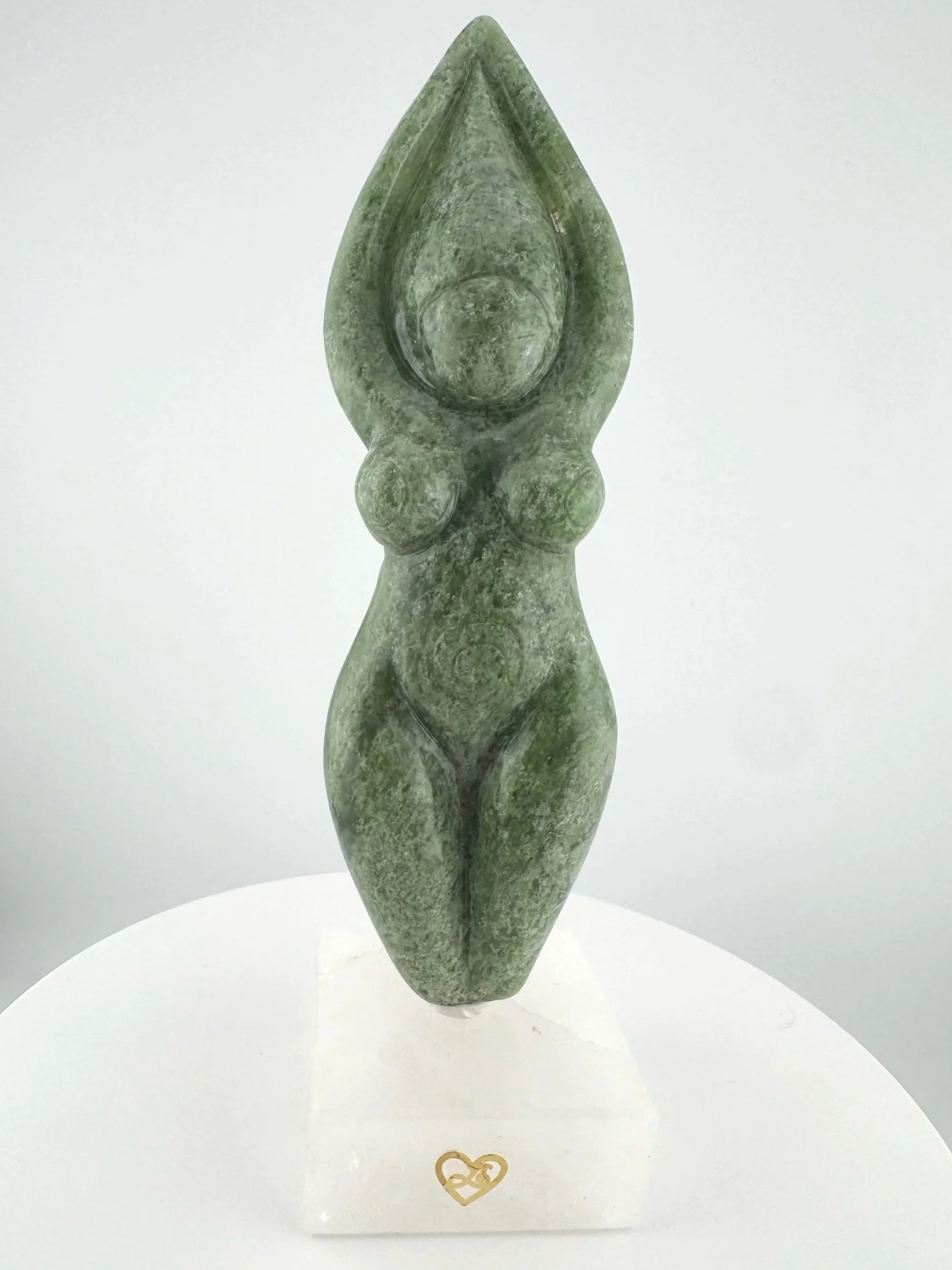 Leandro de Souza Chlorite Chalcedony Gaia Goddess Sculpture on Quartz base
