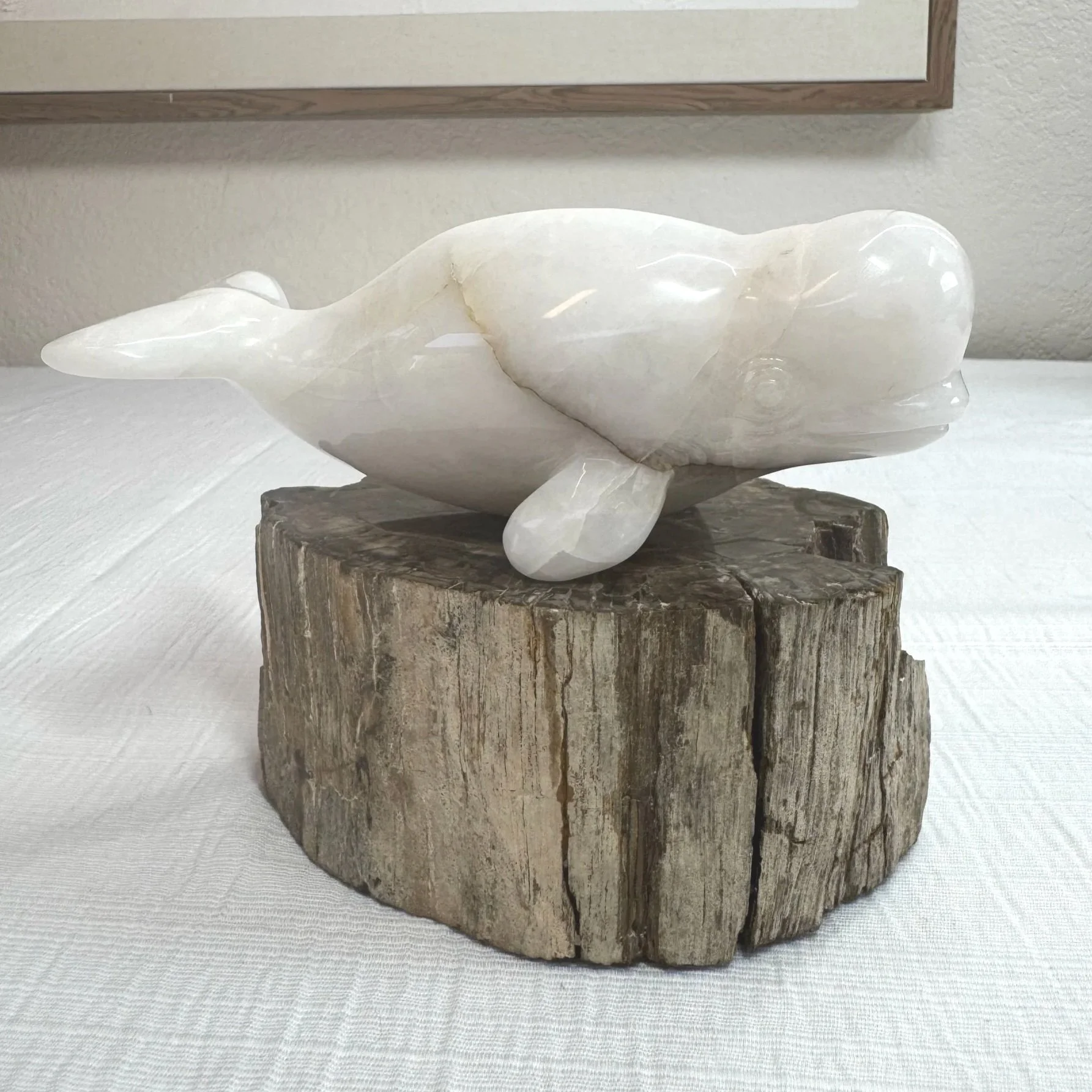 Leandro de Souza Snow Quartz Beluga Whale Sculpture