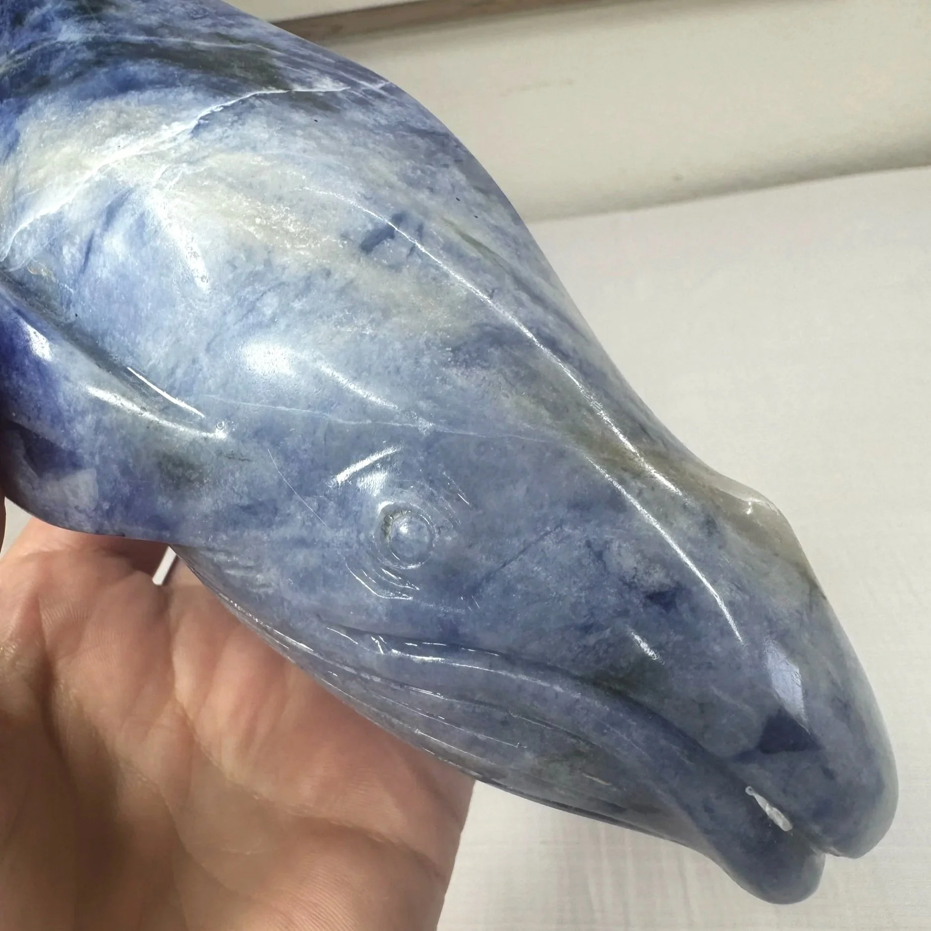Leandro de Souza Sodalite Humpback Whale Sculpture