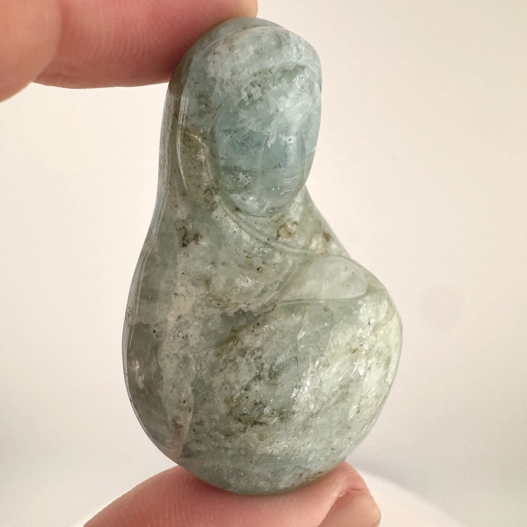 Leandro de Souza Aquamarine Mother Mary holding Baby Jesus Palm