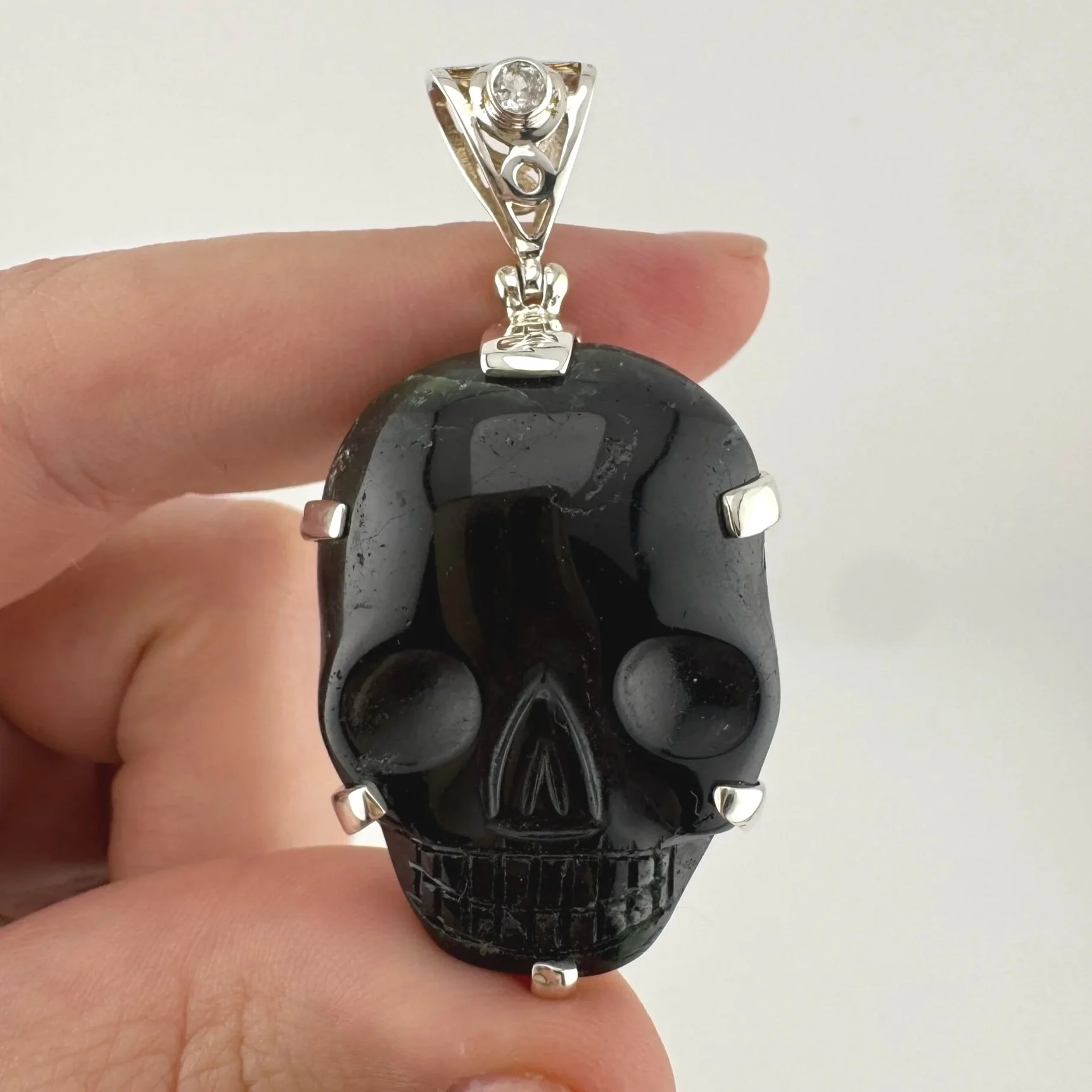 Leandro de Souza Blue Tourmaline Skull Pendant