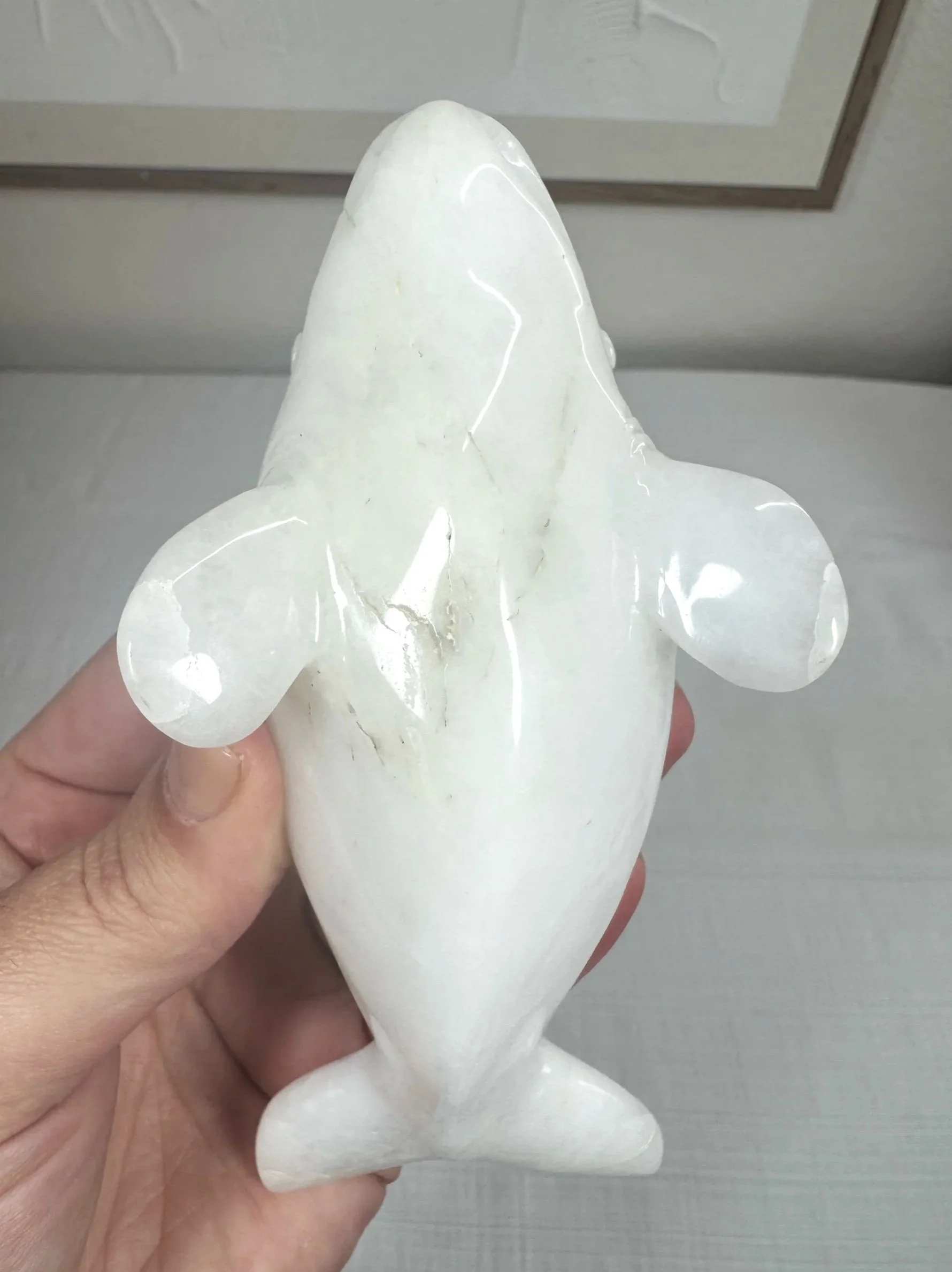Leandro de Souza Snow Quartz Beluga Whale Sculpture