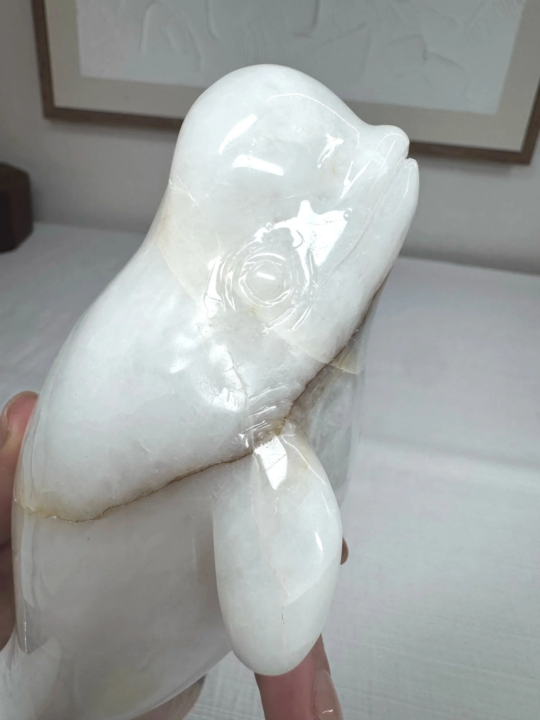 Leandro de Souza Snow Quartz Beluga Whale Sculpture