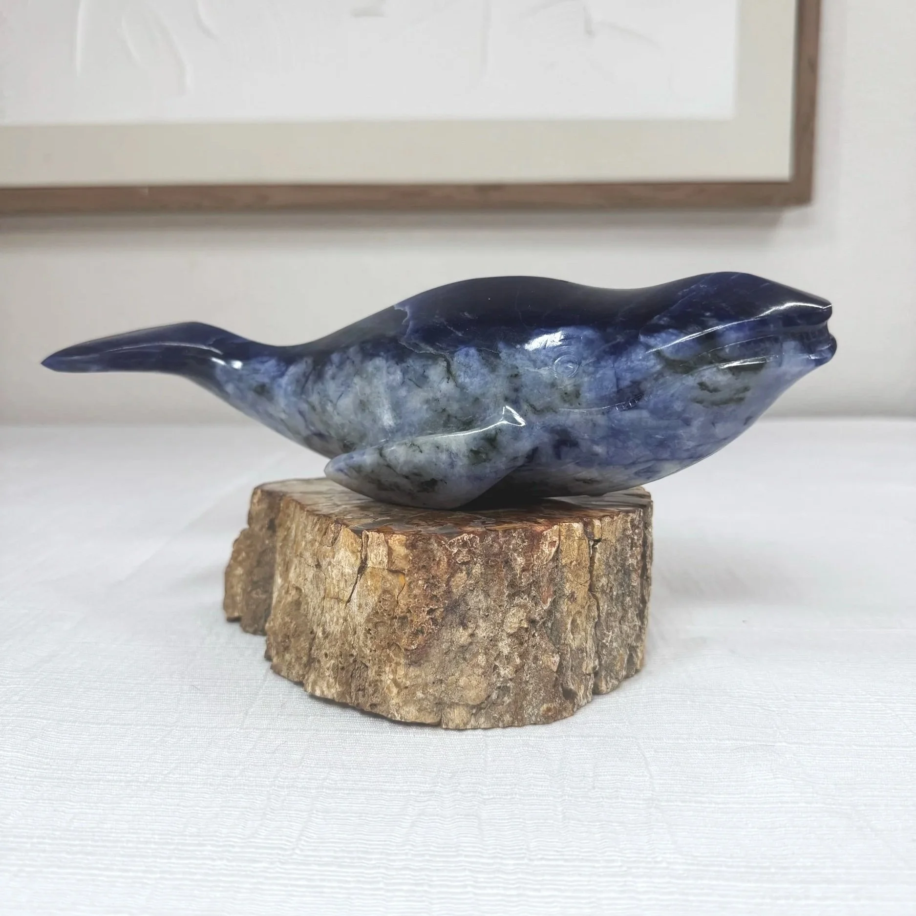 Leandro de Souza Sodalite Humpback Whale Sculpture