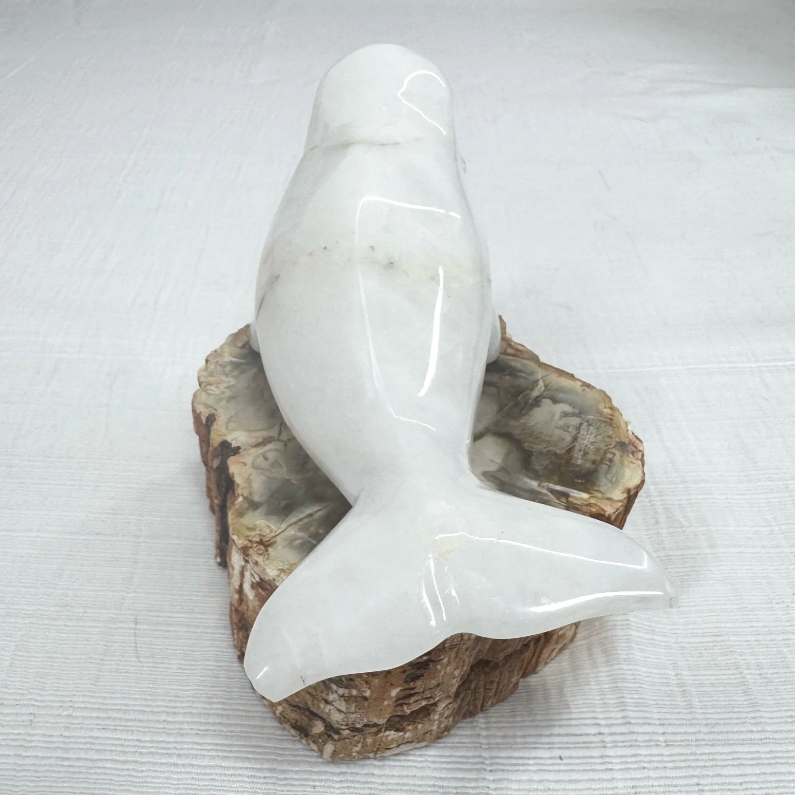 Leandro de Souza Snow Quartz Beluga Whale Sculpture