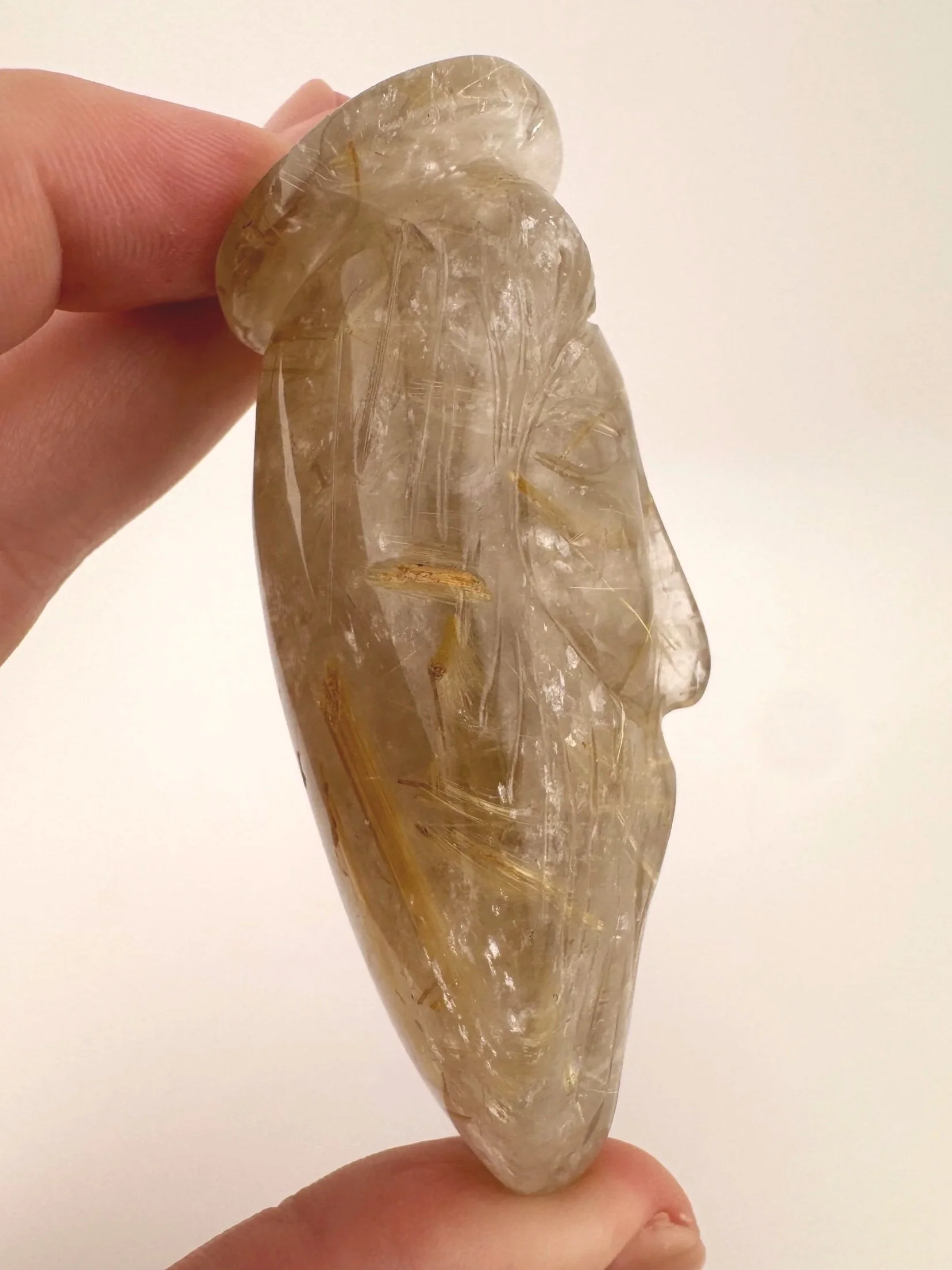 Leandro de Souza Golden Rutile in Quartz Jesus Carving