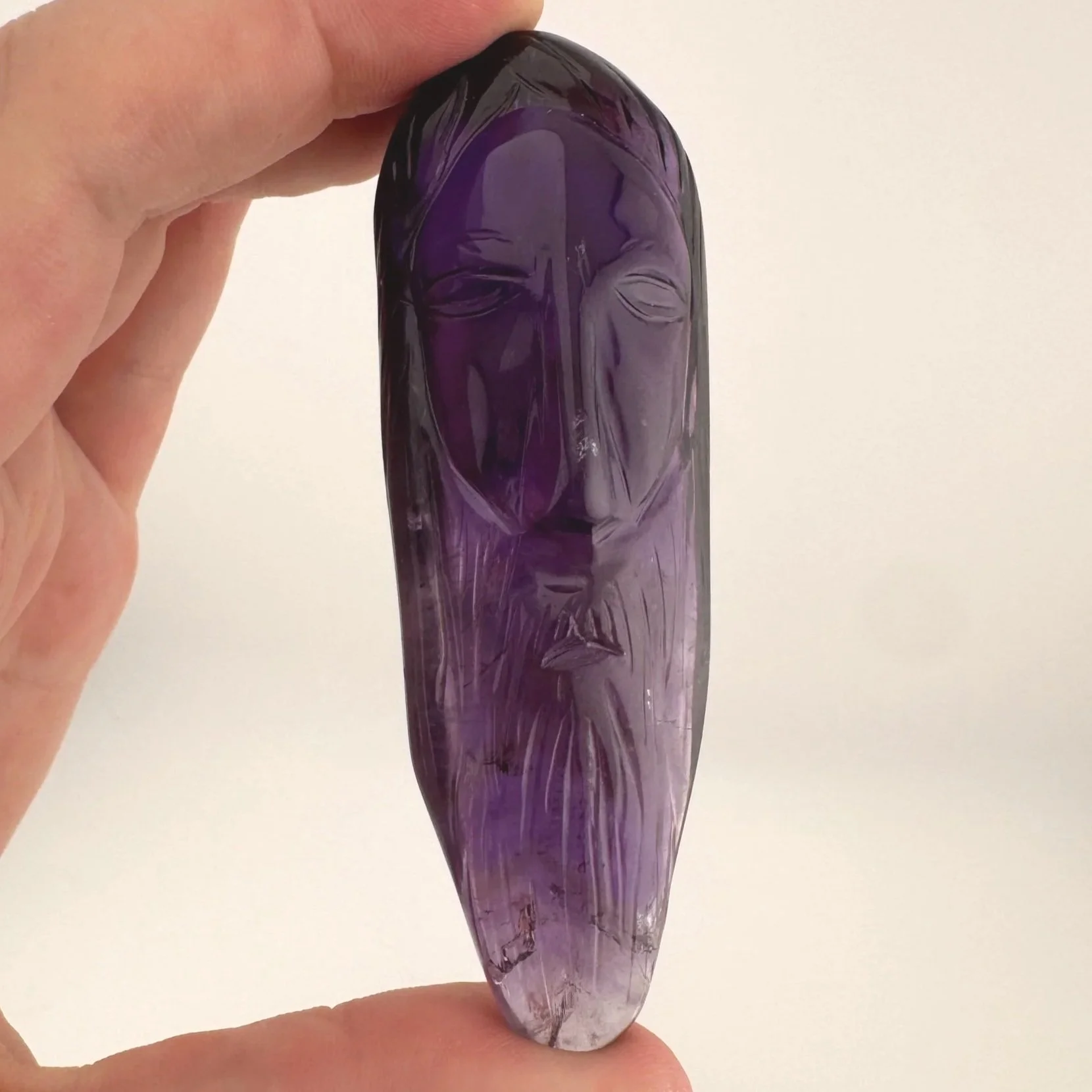 Leandro de Souza Phantom Amethyst with Citrine Jesus Carving