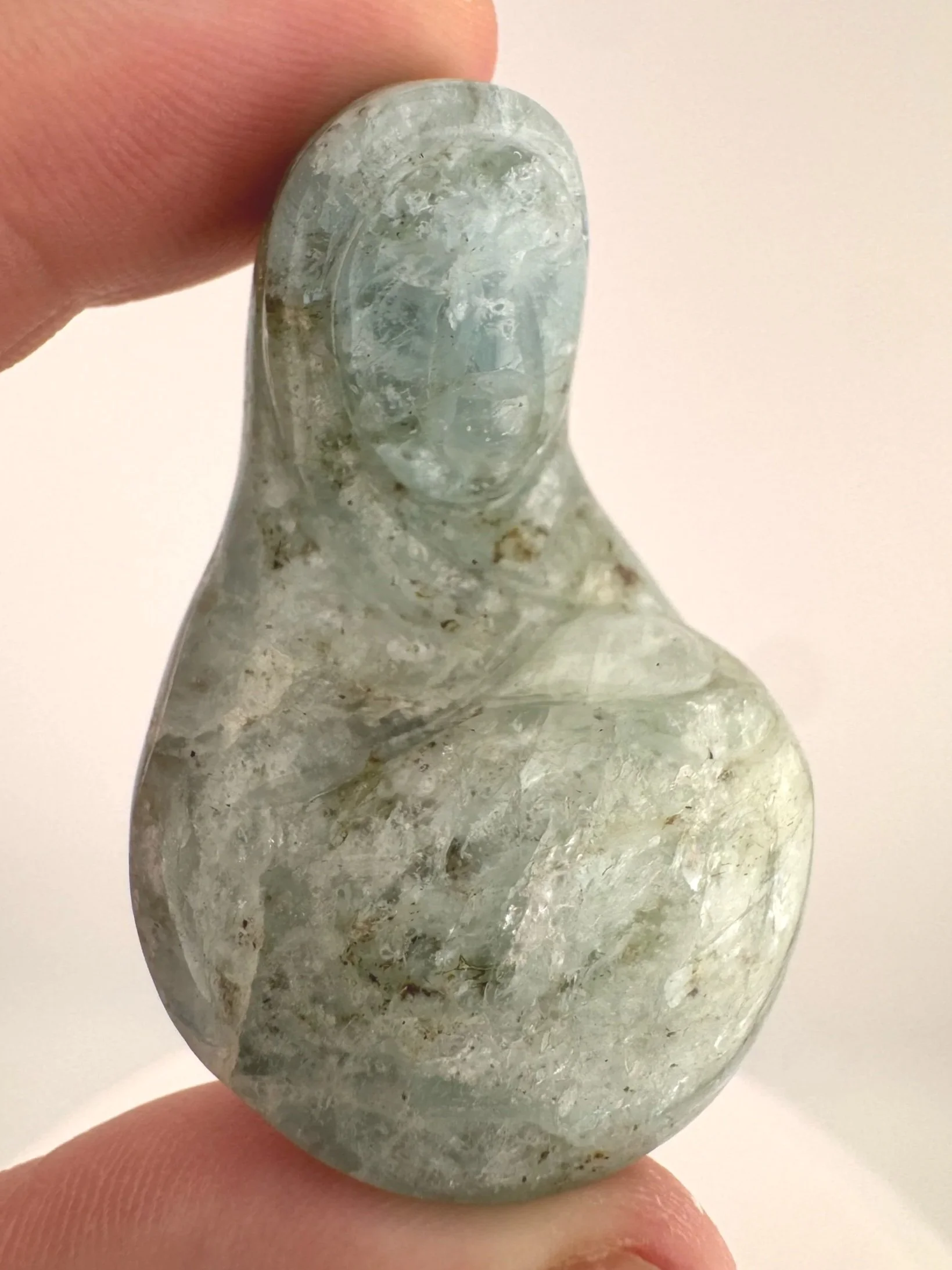 Leandro de Souza Aquamarine Mother Mary holding Baby Jesus Palm