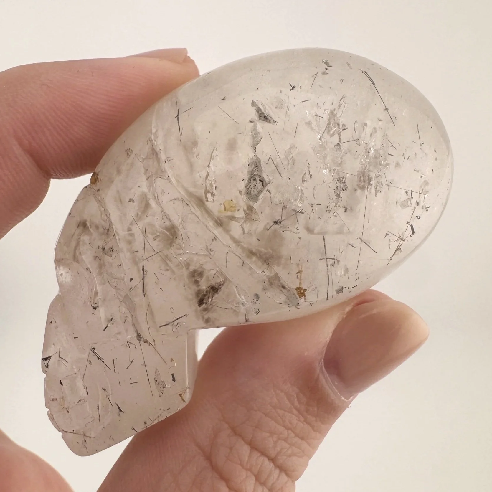 Igor de Souza Black Tourmaline in Quartz Skull